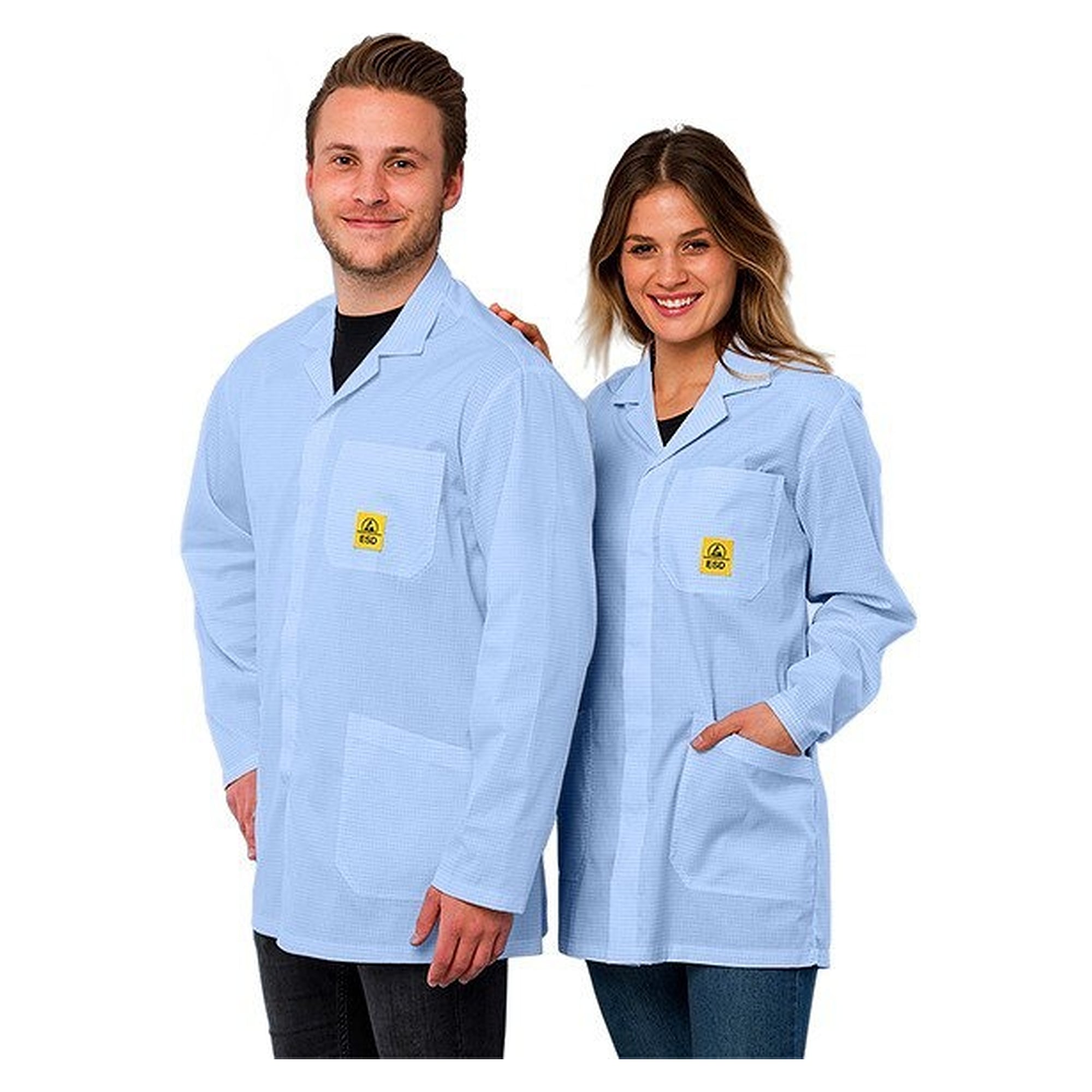 ESD work coat Pro Line short, 146 g/m², unisex, light blue - Safeguard SG-AM-HB-146-K-PRO LINE