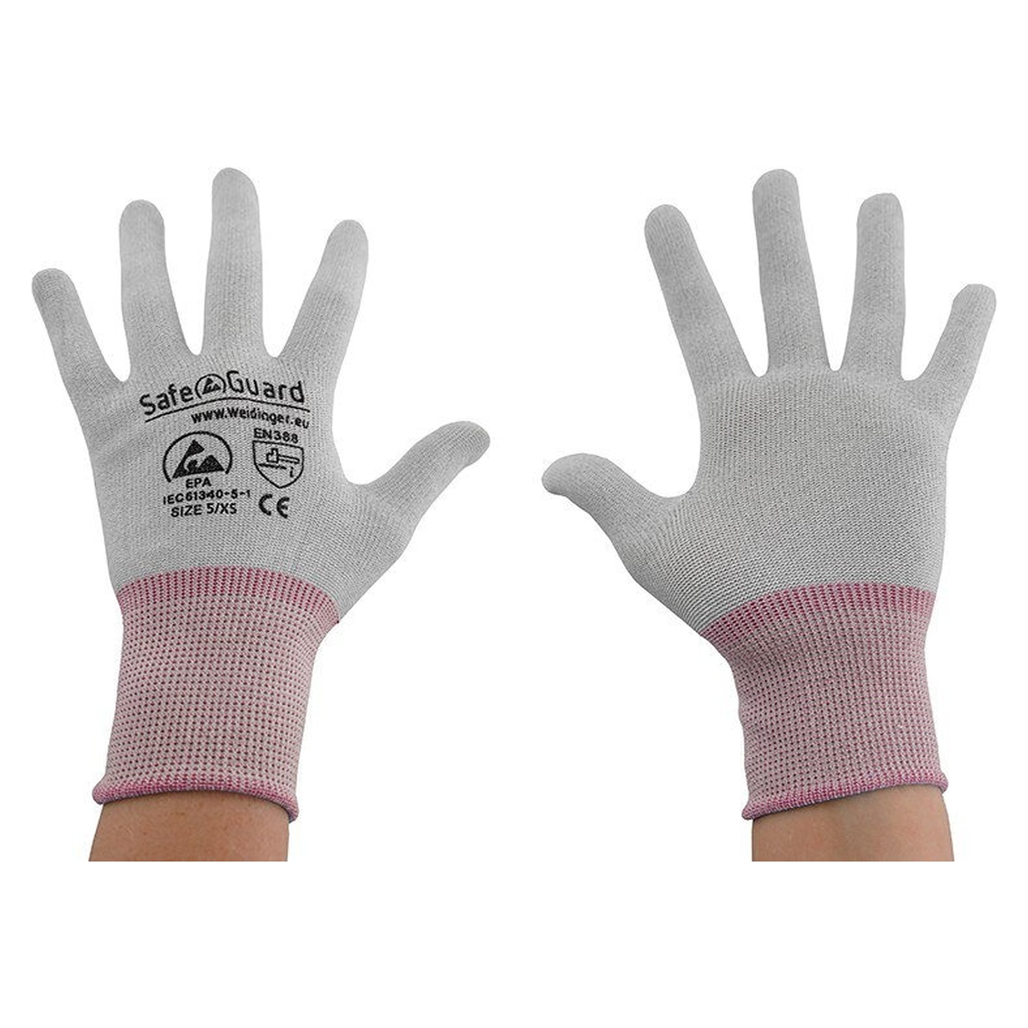 Uncoated ESD glove in nylon/carbon, breathable, grey/berry - Safeguard SG-grey-JCA-100