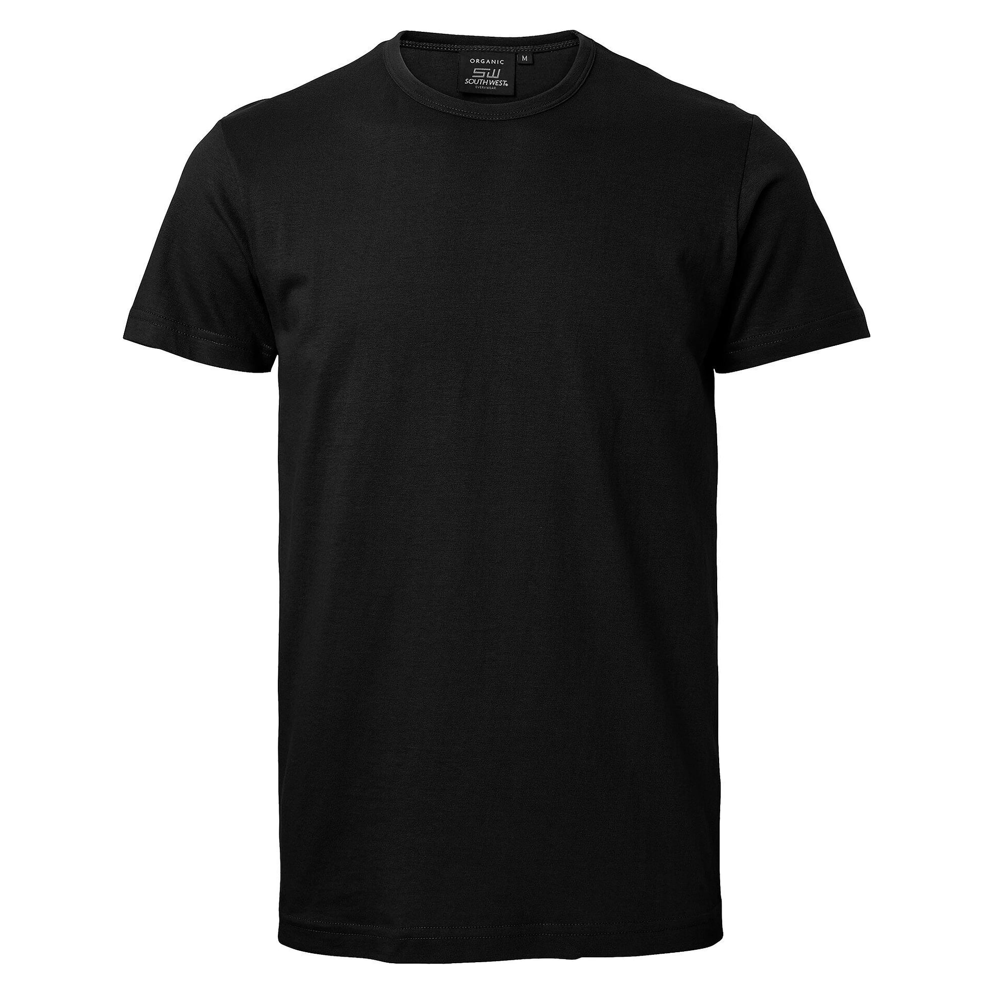 T-shirt homme Delray en jersey de coton bio lavé silicone, coupe ajustée, noir - South West 1000186001