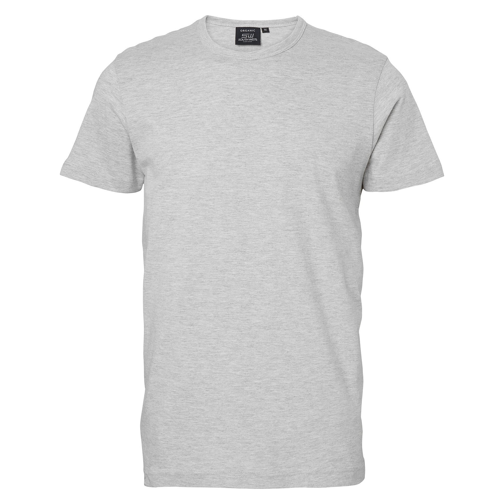 T-shirt Delray homme en jersey de coton bio lavé à la silicone, coupe ajustée, gris chiné - South West 1000186041