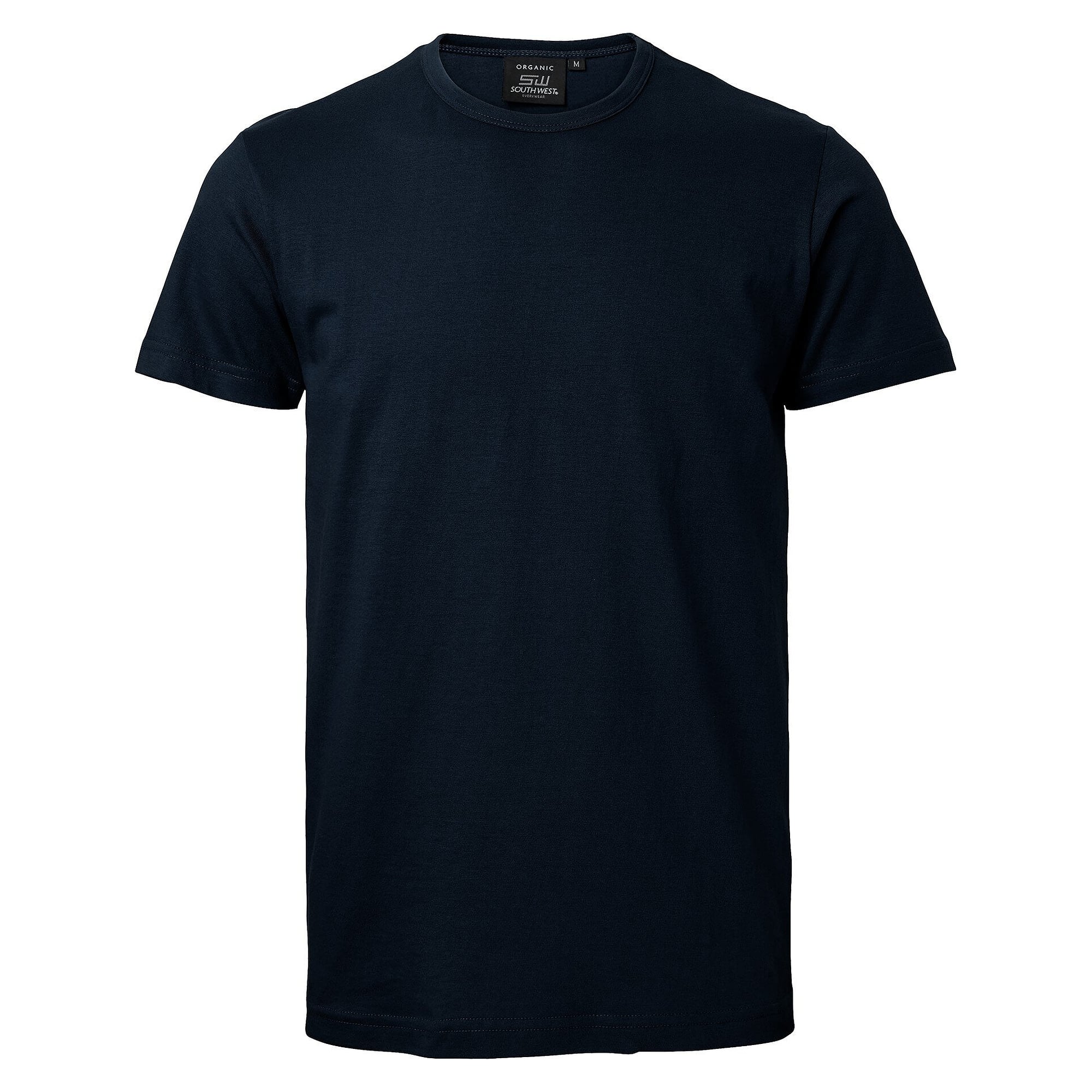 T-shirt Delray homme en jersey de coton bio lavé à la silicone, coupe ajustée, bleu marine - South West 1000186403