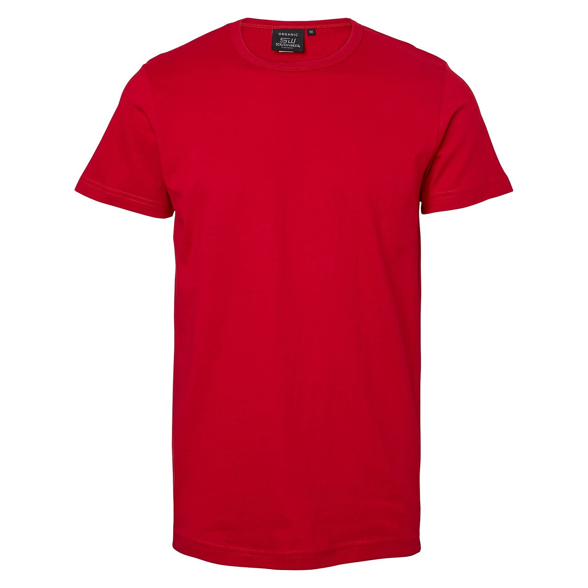 T-shirt Delray homme en jersey de coton bio lavé à la silicone, coupe ajustée, rouge - South West 1000186607
