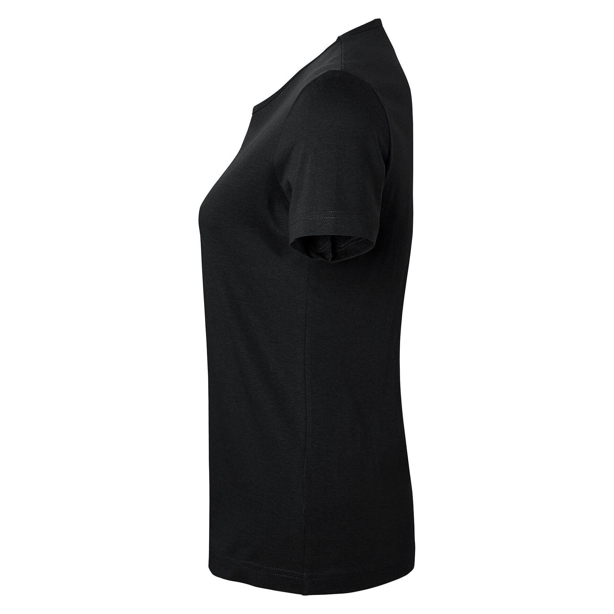 T-shirt Venice femme en jersey de coton bio lavé à la silicone, coupe ajustée, noir - South West 1000187001