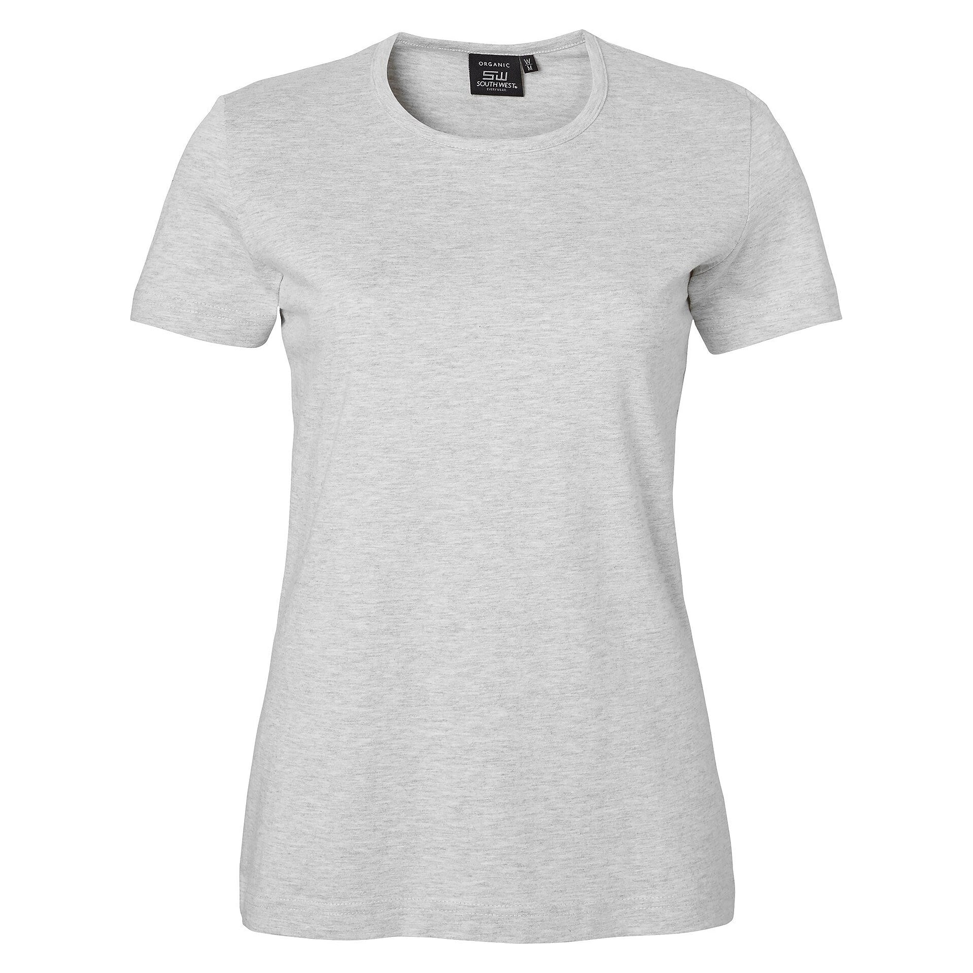 T-shirt Venice femme en jersey de coton bio lavé à la silicone, coupe ajustée, gris chiné - South West 1000187041