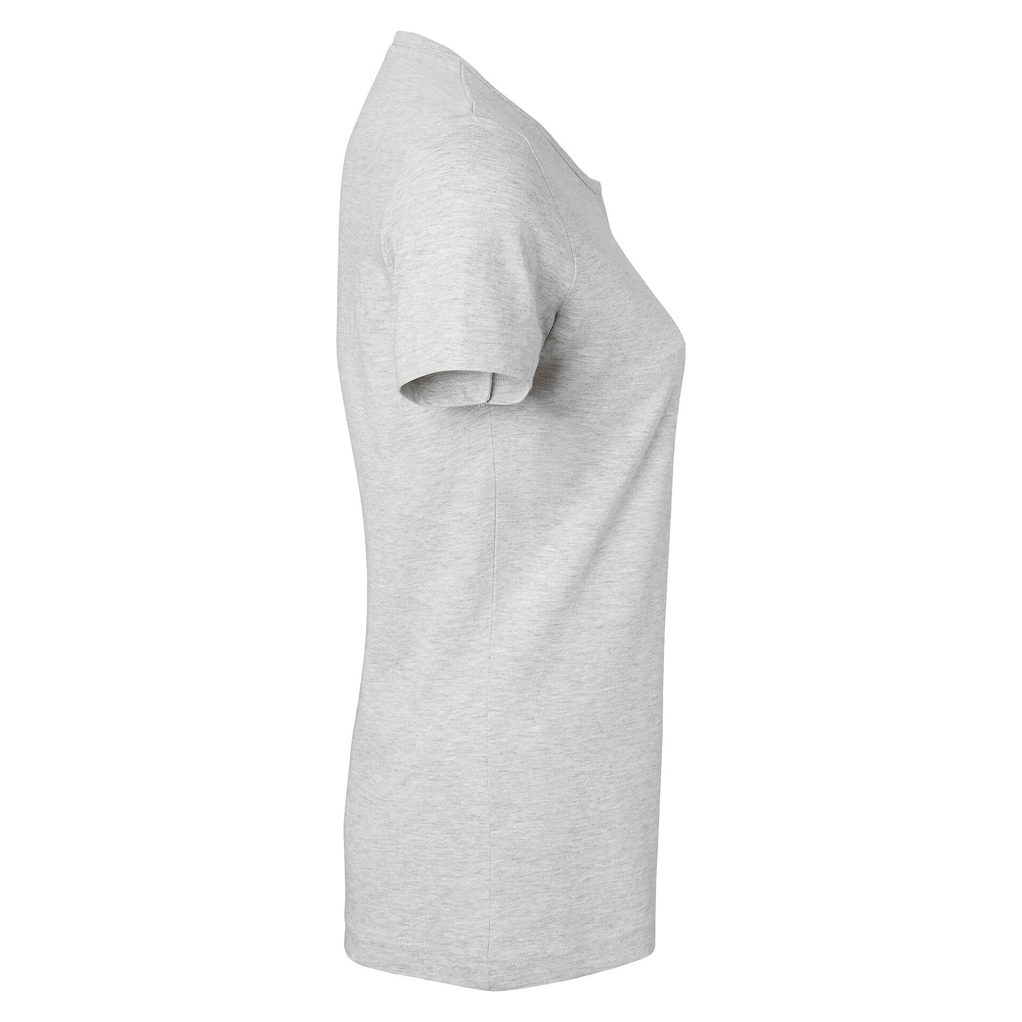 T-shirt Venice femme en jersey de coton bio lavé à la silicone, coupe ajustée, gris chiné - South West 1000187041