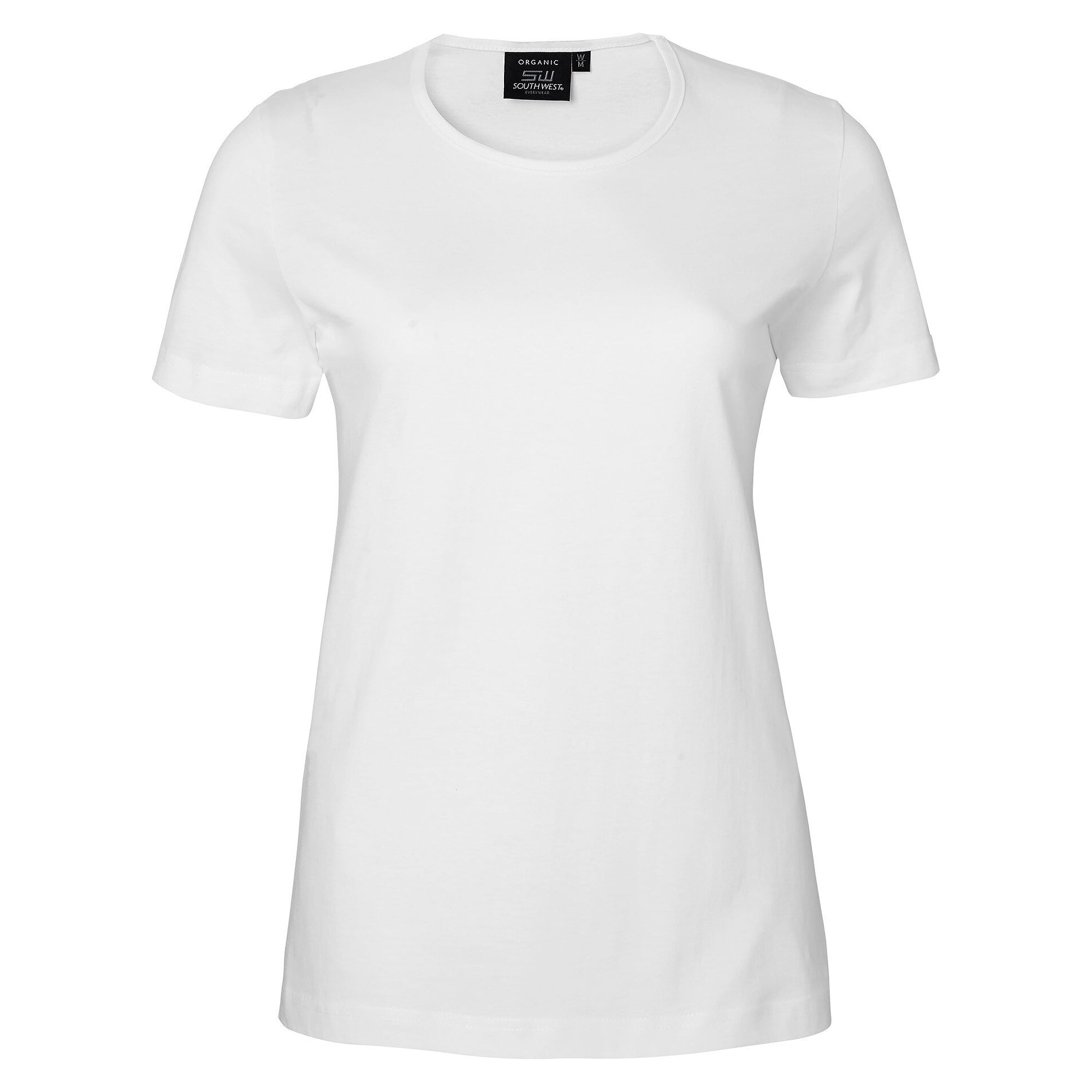T-shirt Venice femme en jersey de coton bio lavé à la silicone, coupe ajustée, blanc - South West 1000187101