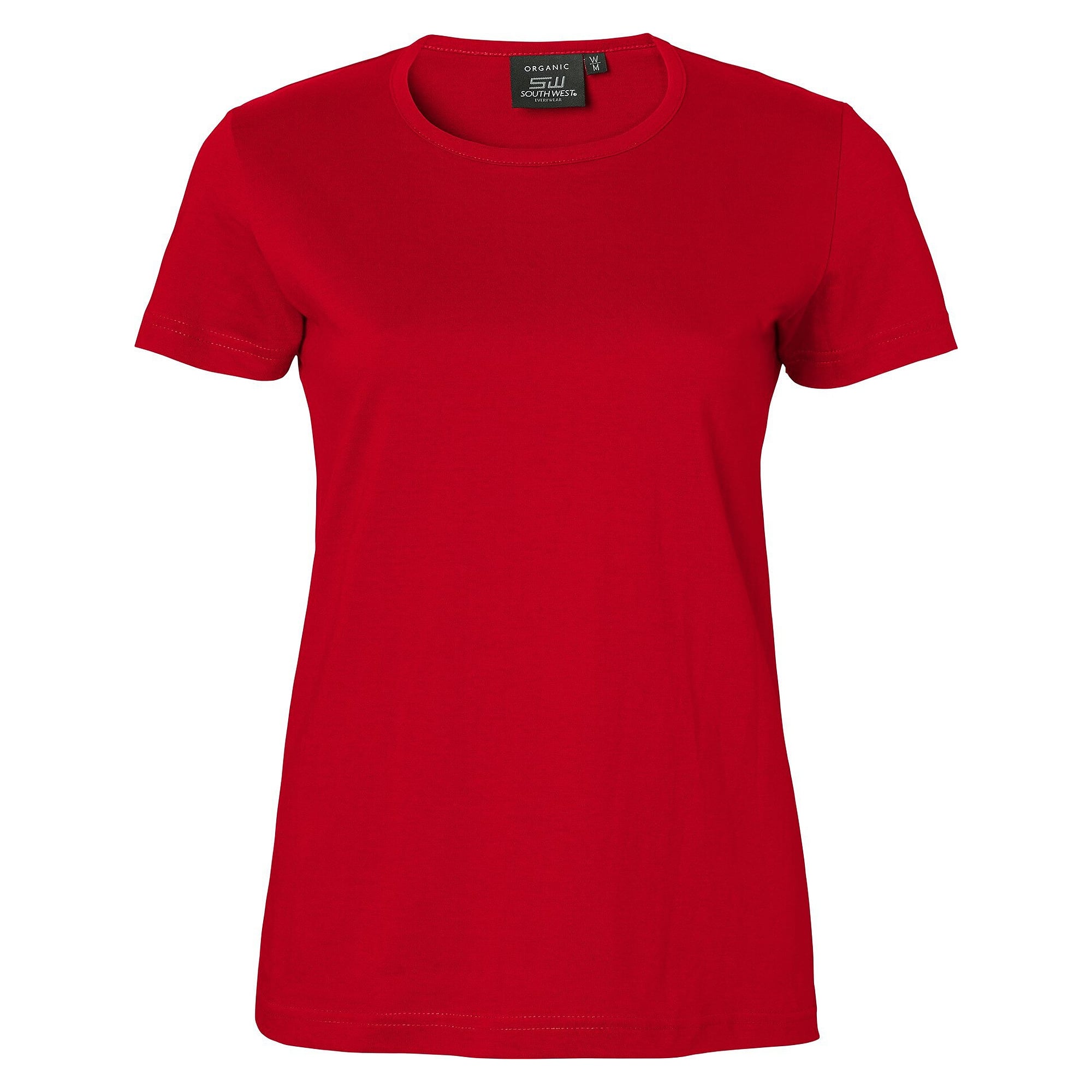 T-shirt Venice femme en jersey de coton bio lavé à la silicone, coupe ajustée, rouge - South West 1000187607