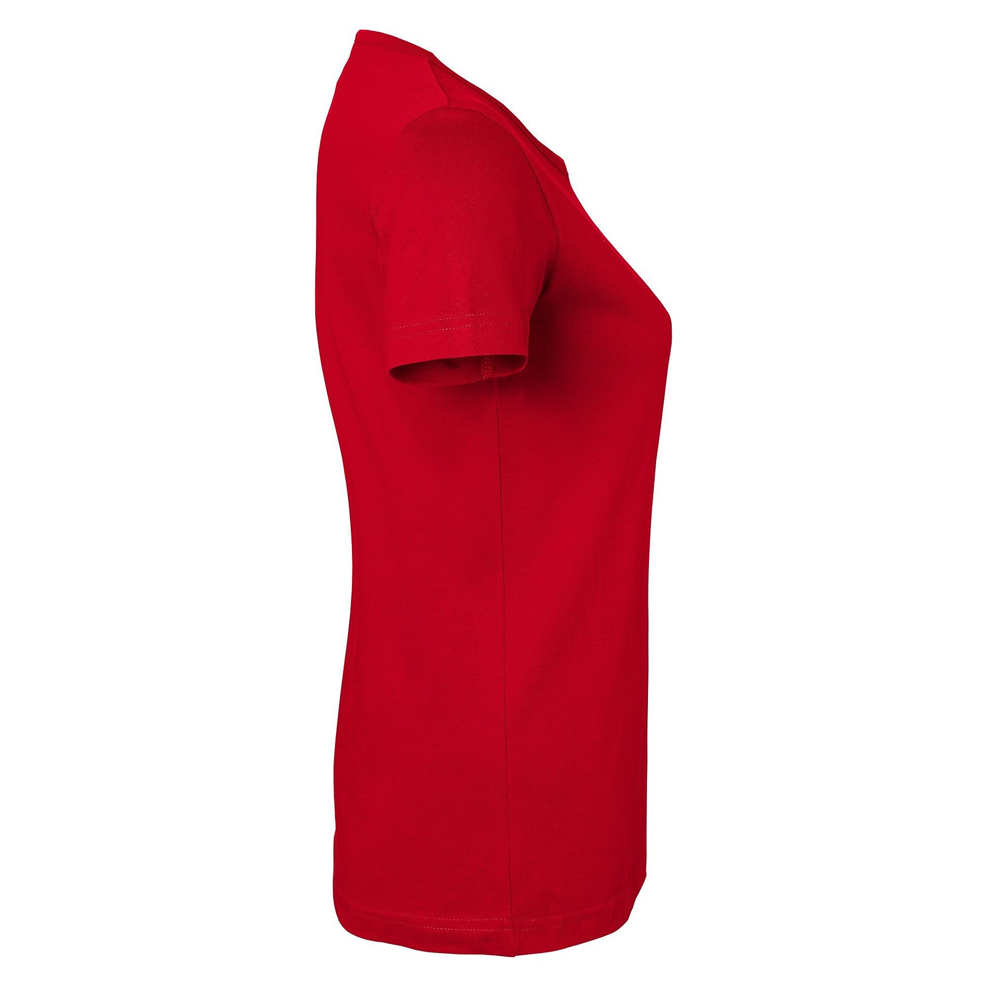 T-shirt Venice femme en jersey de coton bio lavé à la silicone, coupe ajustée, rouge - South West 1000187607