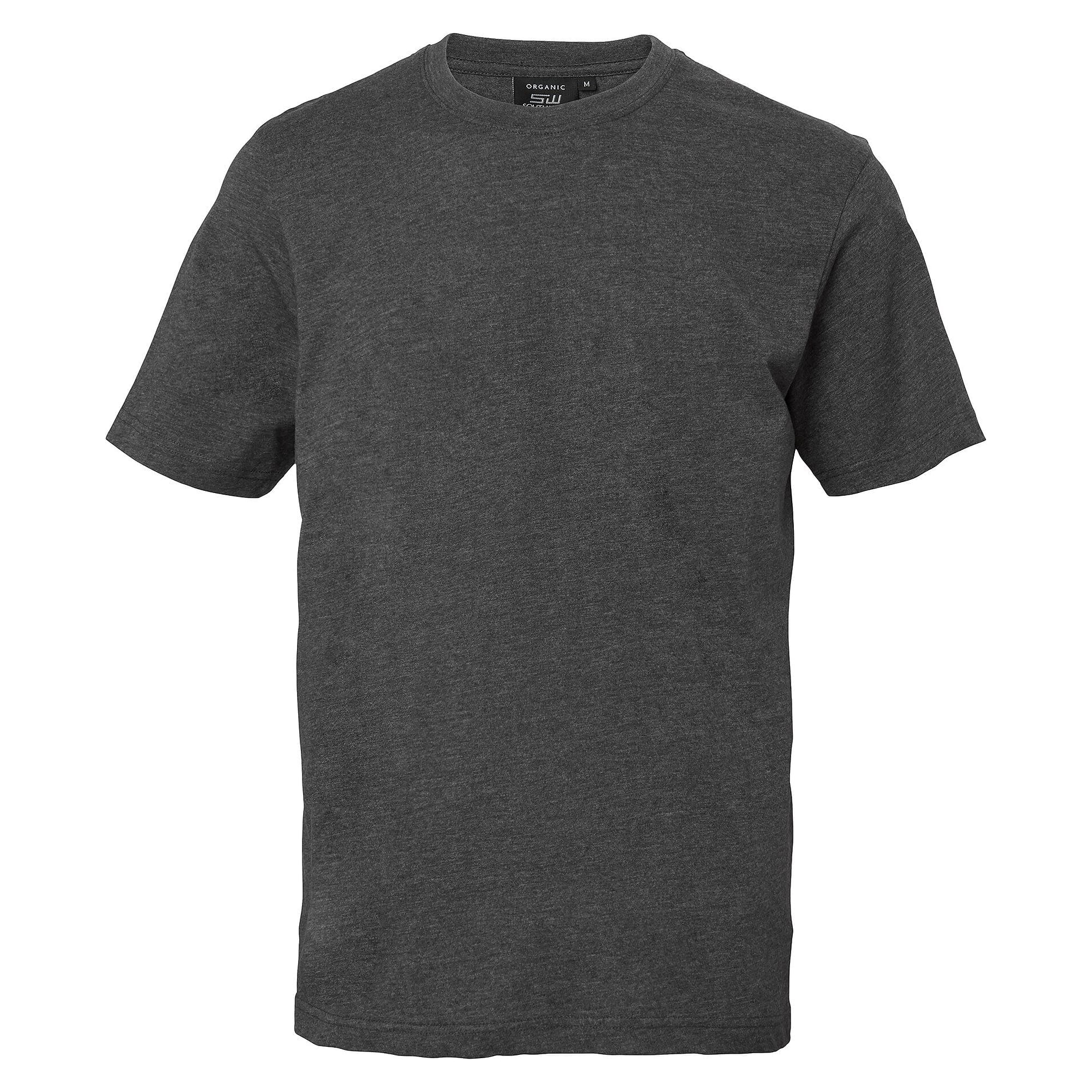 T-shirt Kings unisexe en coton bio peigné, col côtelé en lycra, gris foncé - South West 1000188021