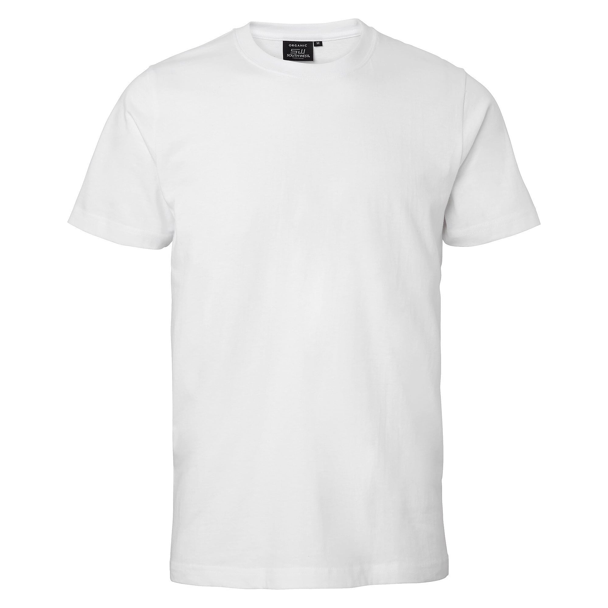 T-shirt Kings unisexe en coton bio peigné, col côtelé en lycra, blanc - South West 1000188101