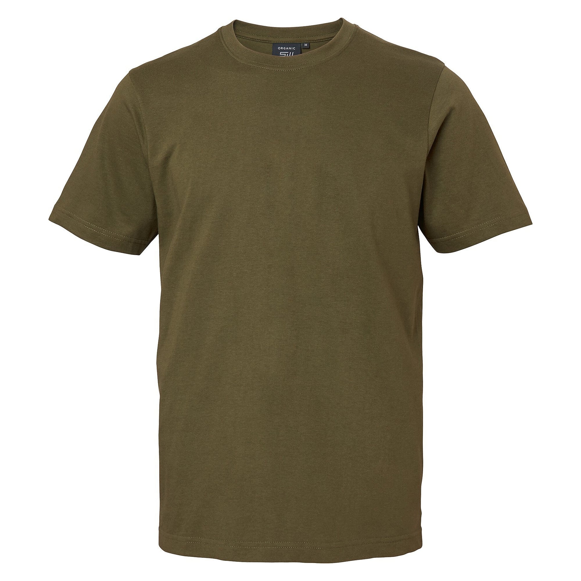 T-shirt Kings unisexe en coton bio peigné, col côtelé en lycra, olive - South West 1000188305