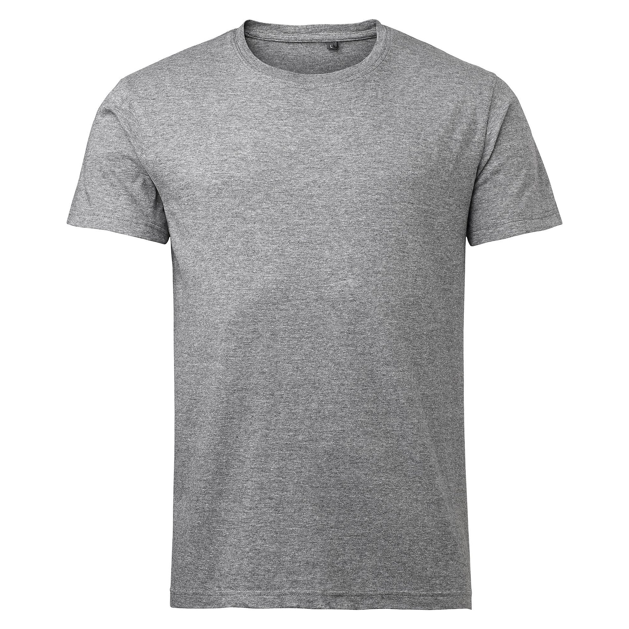 T-shirt Basic unisexe en coton avec encolure côtelée, gris chiné moyen - South West 1000192037