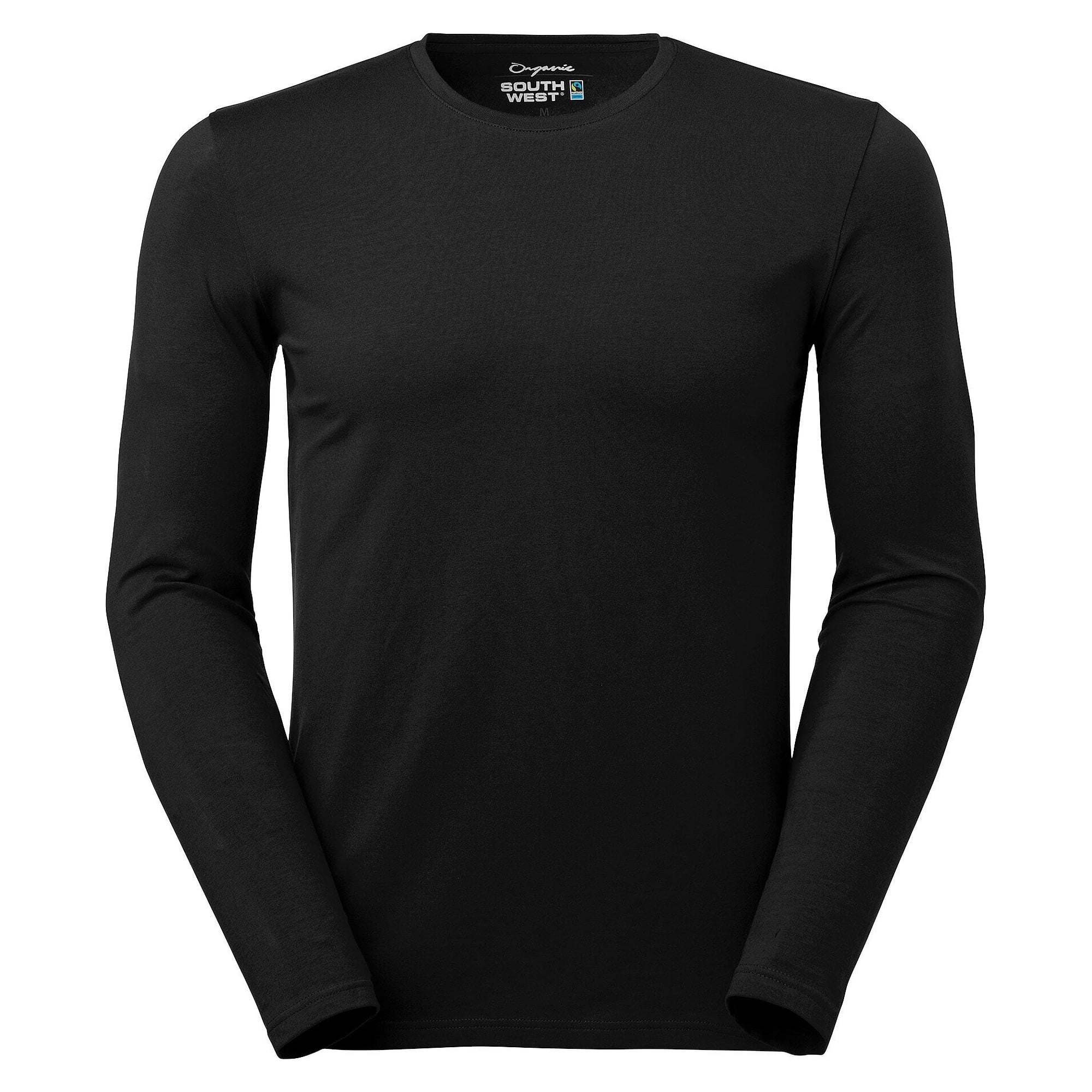 T-shirt manches longues homme Leo en coton bio Fairtrade avec stretch, noir - South West 1000197001