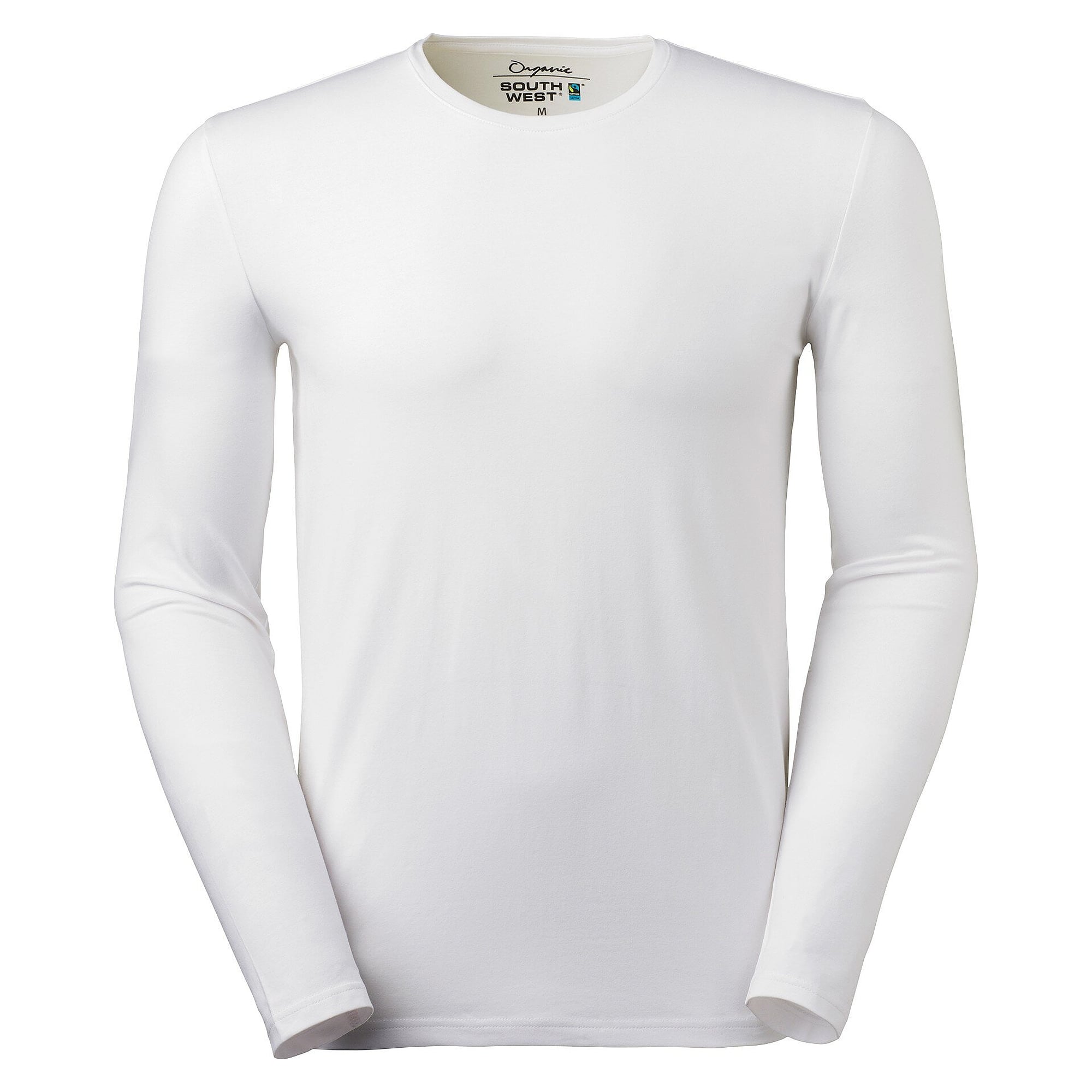 T-shirt manches longues homme Leo en coton bio Fairtrade avec stretch, blanc - South West 1000197101