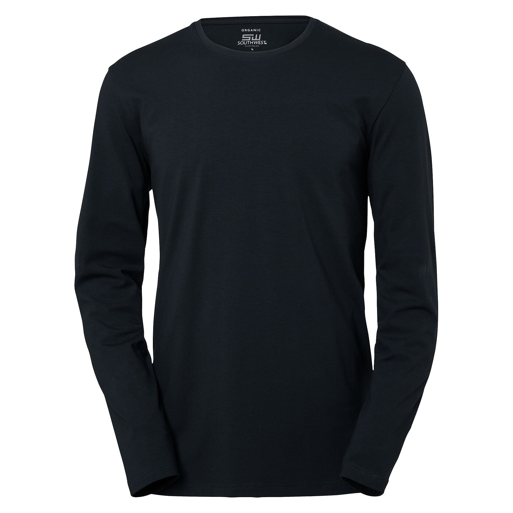 T-shirt manches longues homme Leo en coton bio Fairtrade avec stretch, bleu marine - South West 1000197403