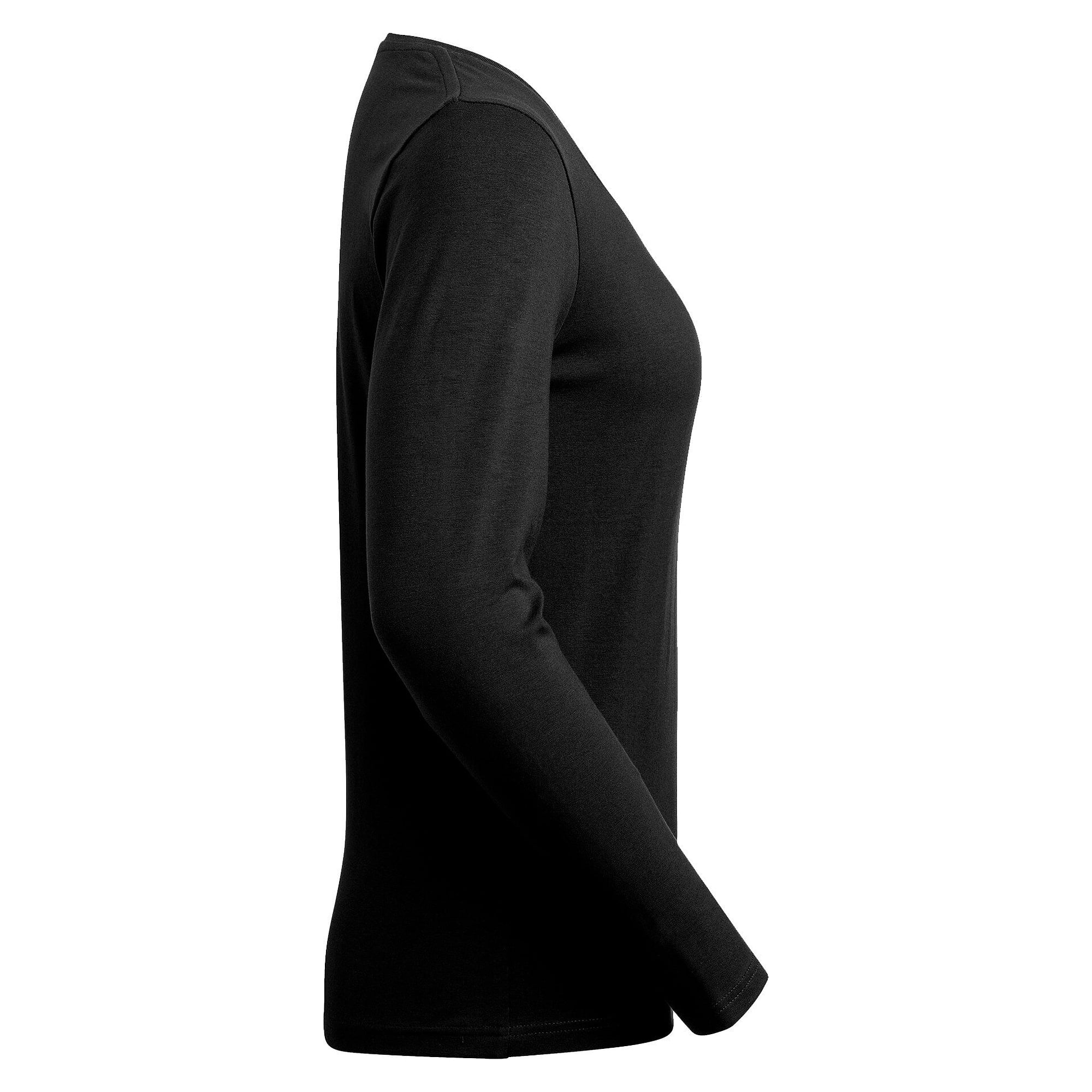 T-shirt manches longues femme Lily en coton bio Fairtrade avec stretch, noir - South West 1000199001