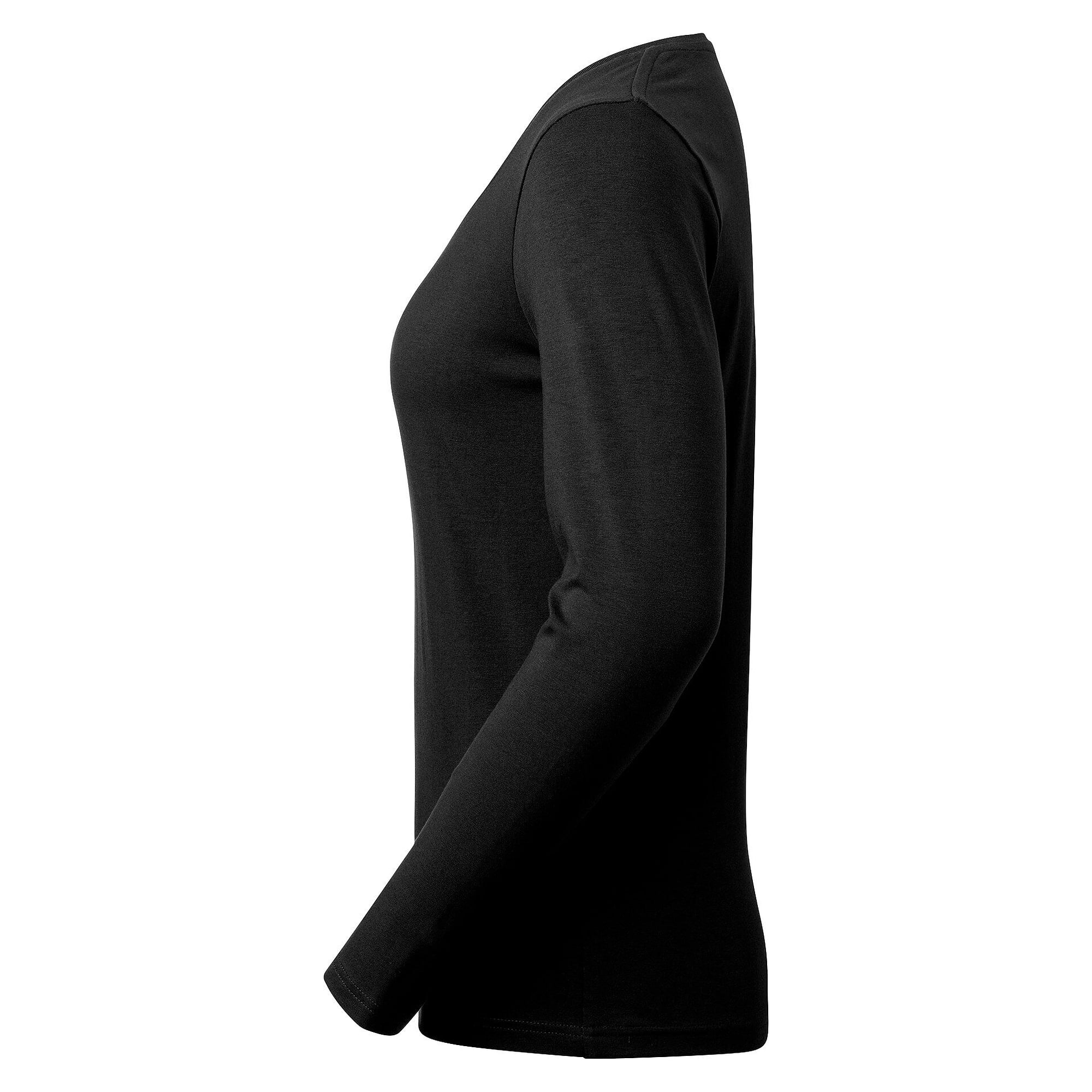 T-shirt manches longues femme Lily en coton bio Fairtrade avec stretch, noir - South West 1000199001