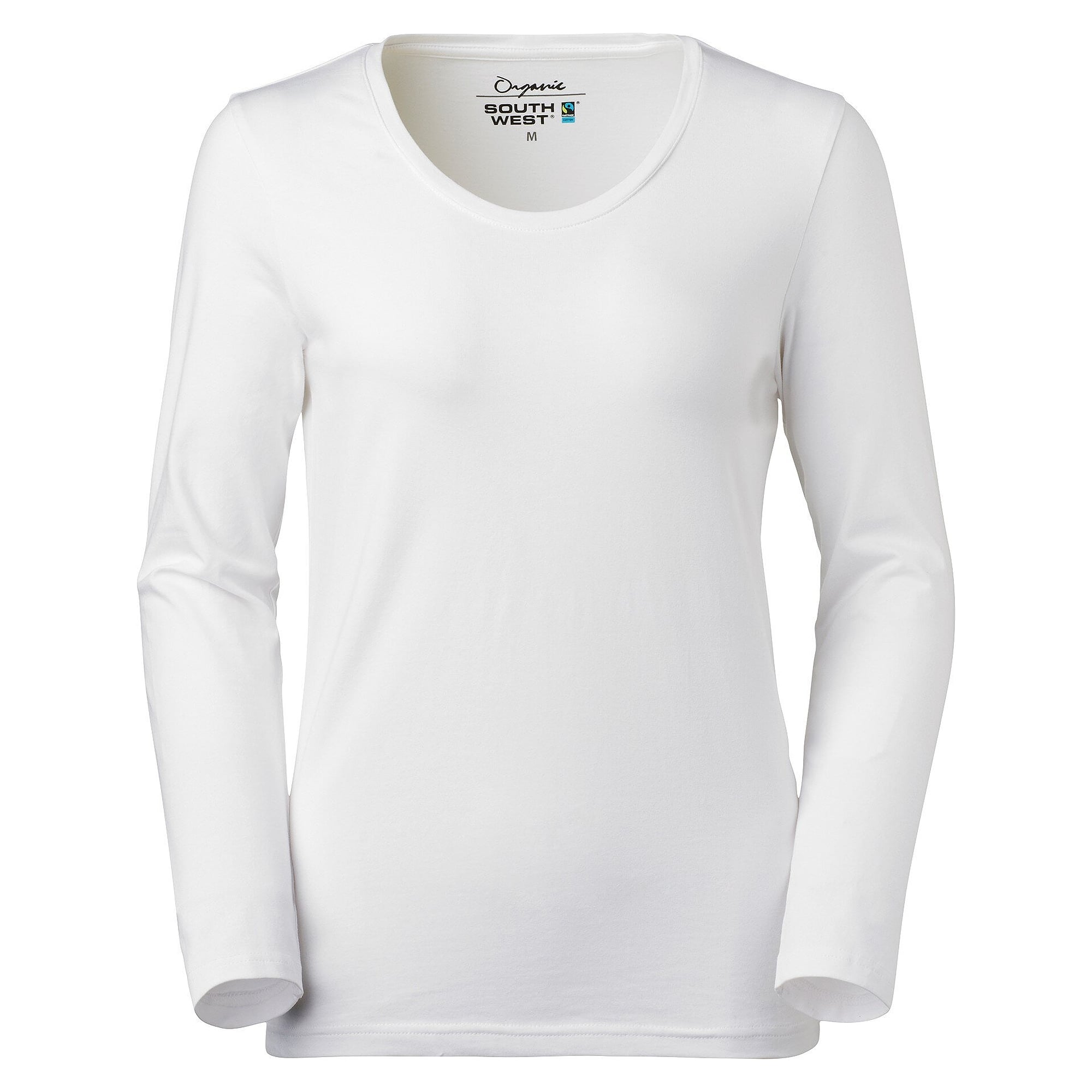 T-shirt manches longues femme Lily en coton bio Fairtrade avec stretch, blanc - South West 1000199101