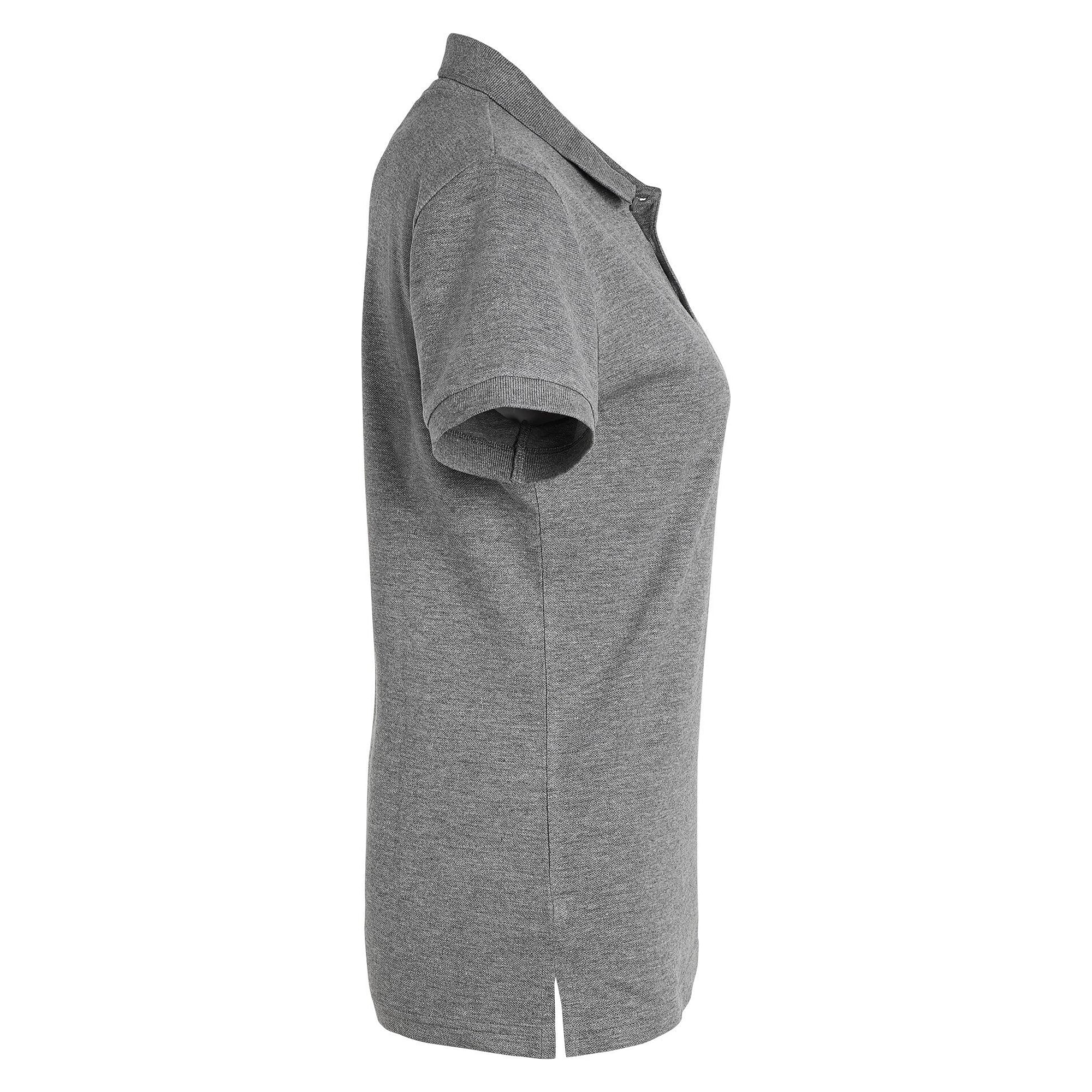 Polo piqué classique femme Coronita avec patte de boutonnage allongée, gris moyen chiné - South West 1000206037