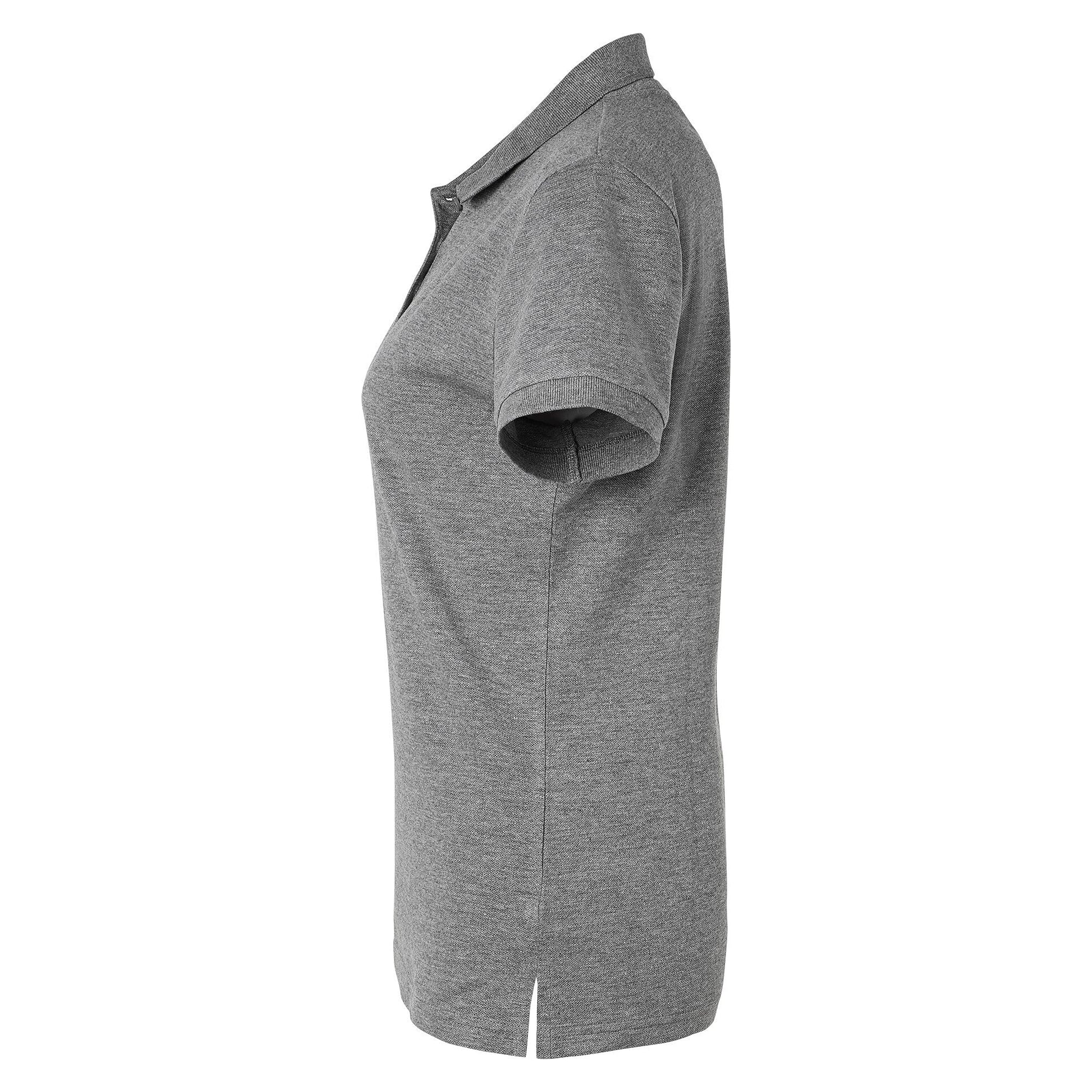 Polo piqué classique femme Coronita avec patte de boutonnage allongée, gris moyen chiné - South West 1000206037