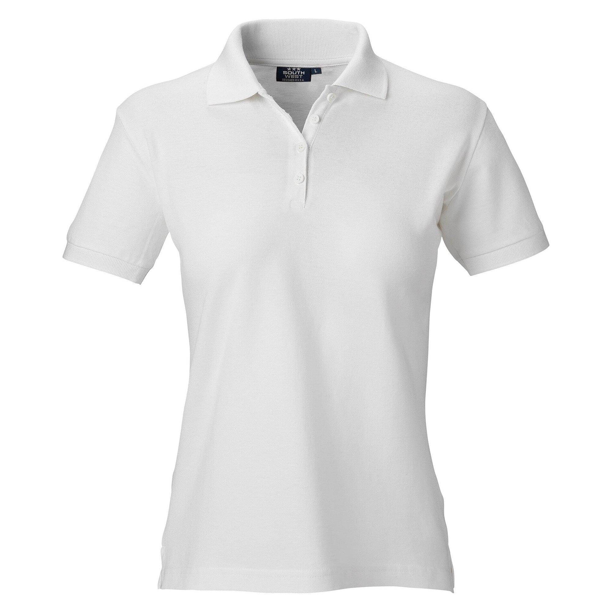 Polo piqué classique femme Coronita avec patte de boutonnage allongée, blanc - South West 1000206101