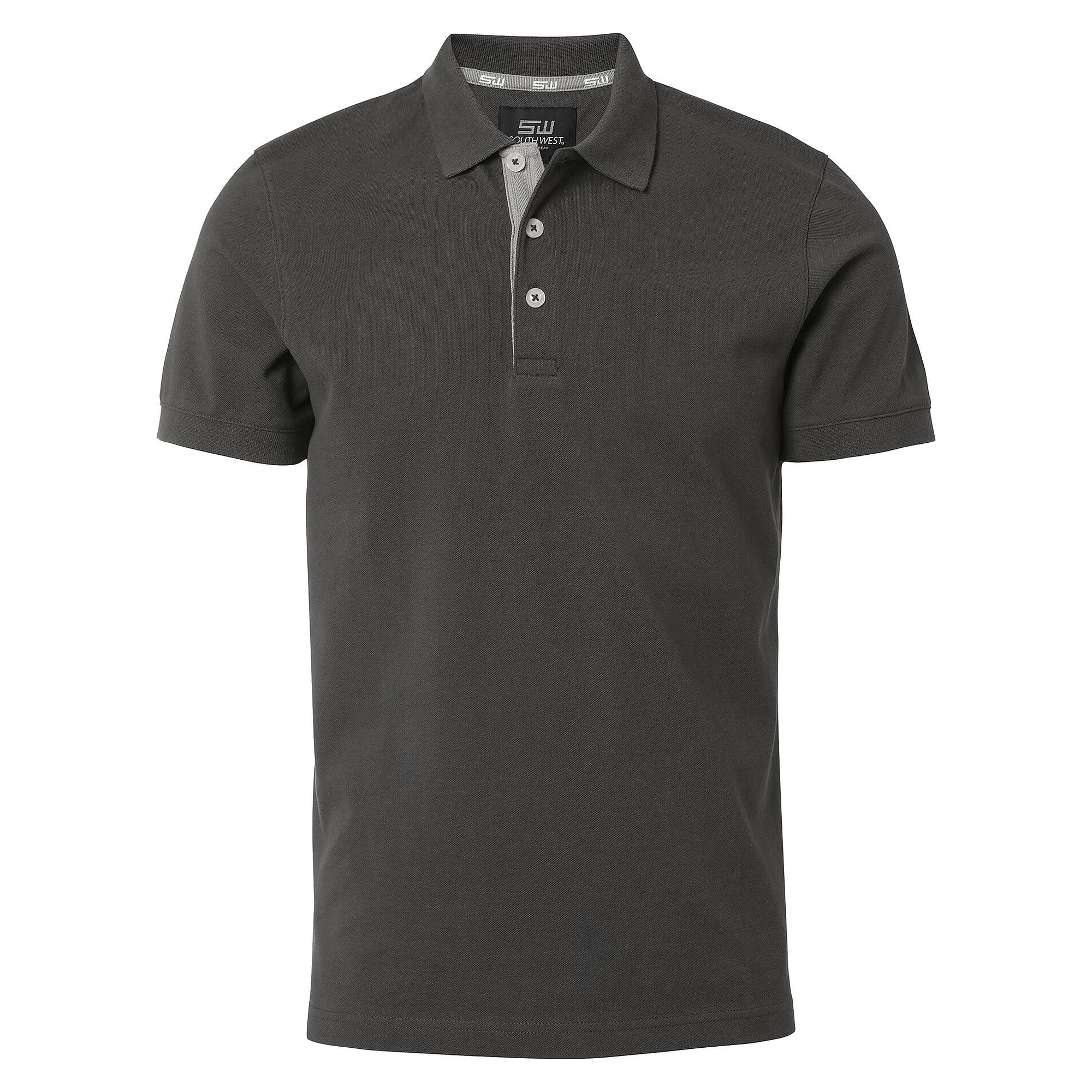 Polo piqué homme Morris en coton avec bande de propreté, graphite - South West 1000207025