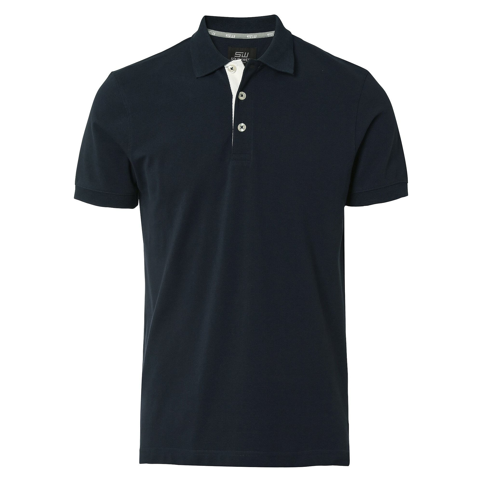 Polo piqué homme Morris en coton avec bande de propreté, bleu marine - South West 1000207403