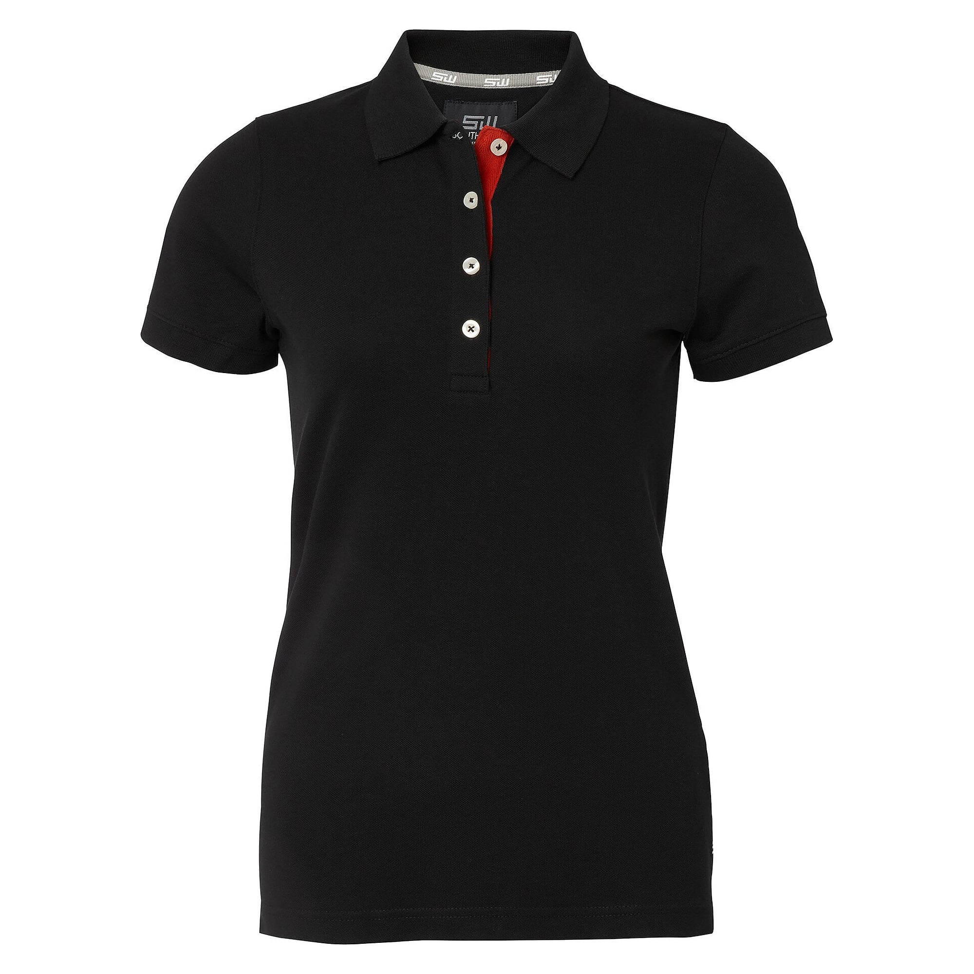 Polo piqué femme Marion stretch à patte allongée, noir - South West 1000208001