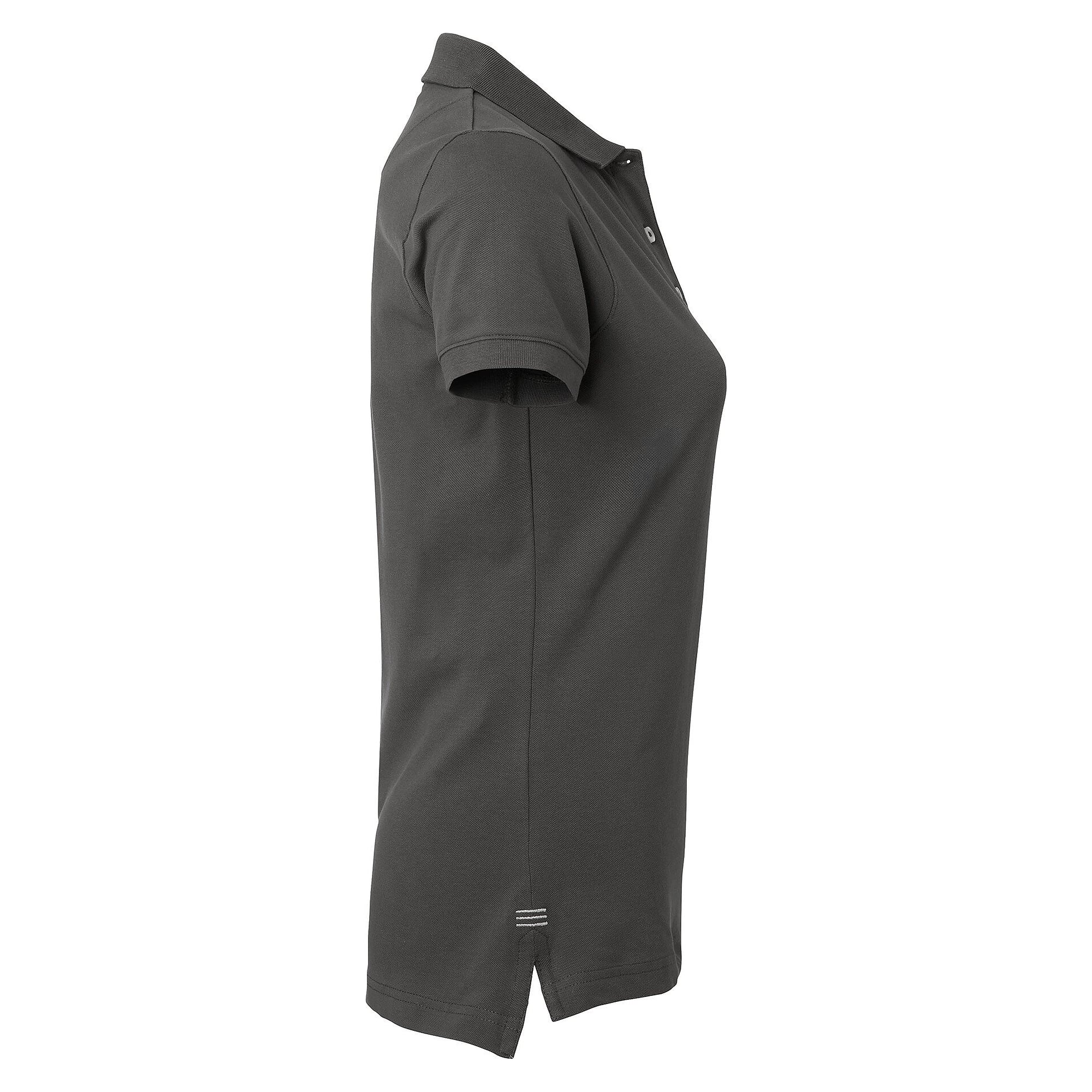 Damen-Piqué-Poloshirt Marion mit Stretchanteil und langer Knopfleiste, graphit - South West 1000208025