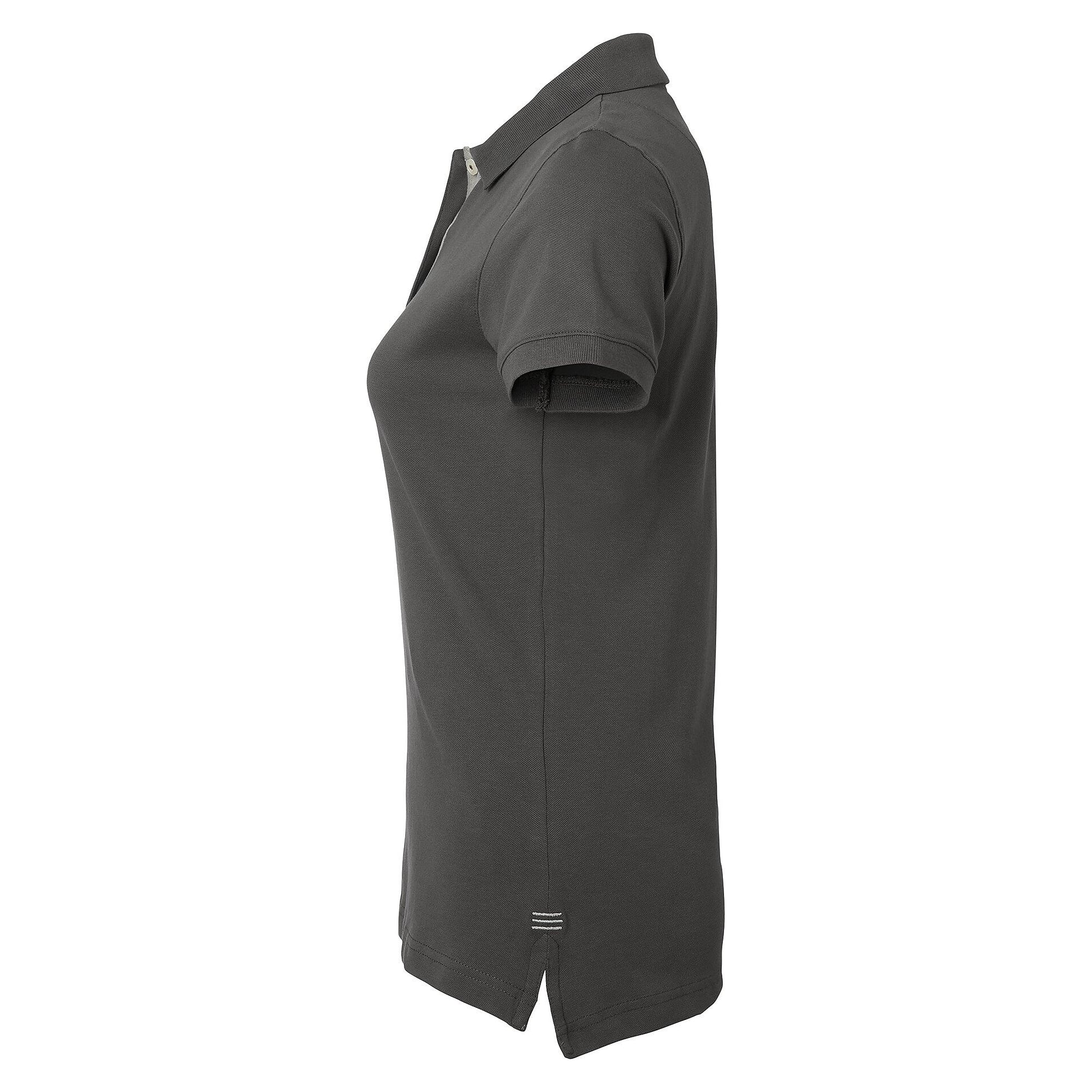 Damen-Piqué-Poloshirt Marion mit Stretchanteil und langer Knopfleiste, graphit - South West 1000208025