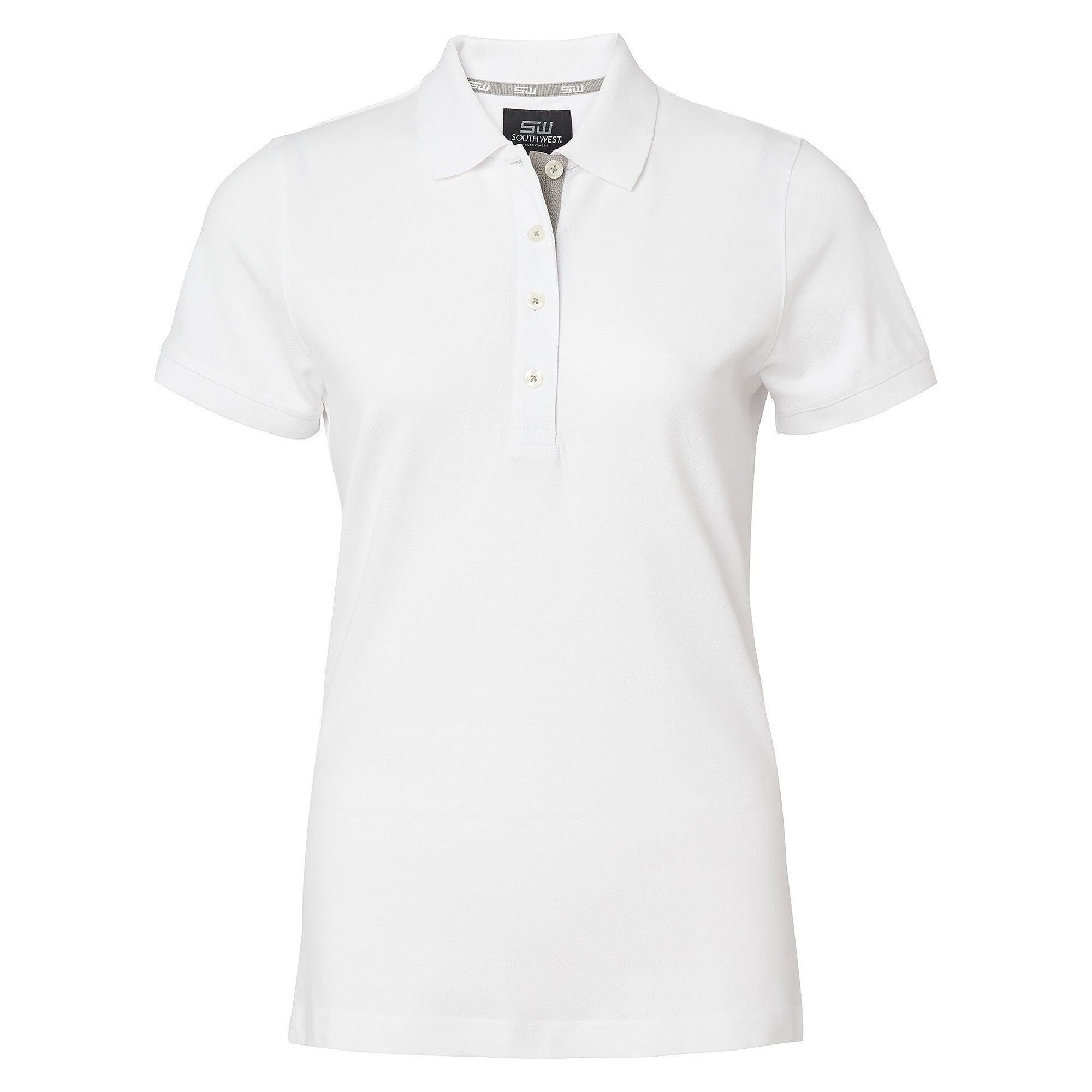 Marion women's stretch piqué polo shirt with long placket, white - South West 1000208101