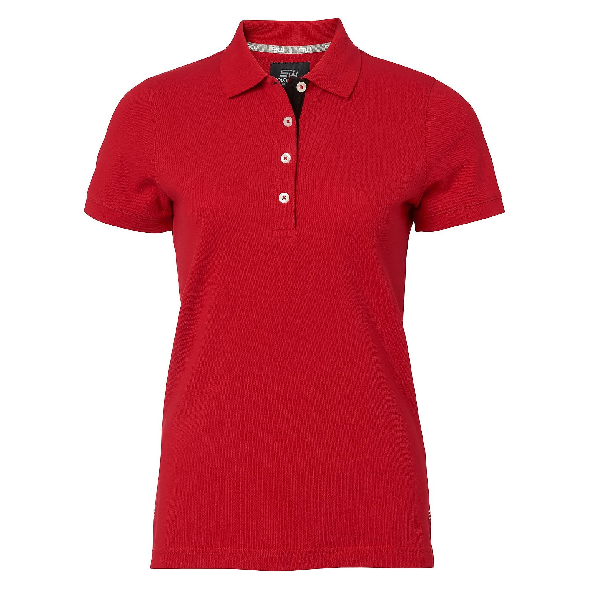 Polo piqué femme Marion stretch à patte allongée, rouge - South West 1000208607