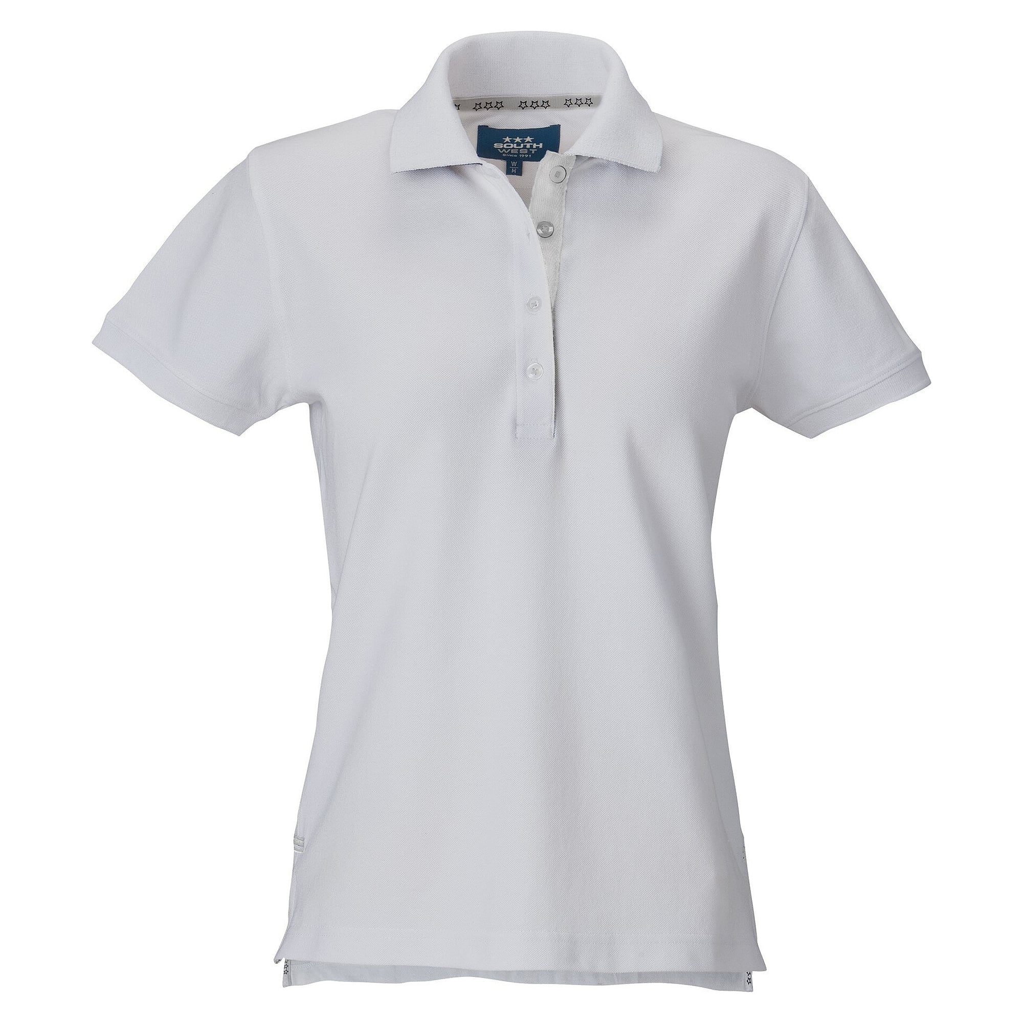 Polo piqué femme Marion avec patte de boutonnage allongée et élasthanne, blanc - South West 1000210101