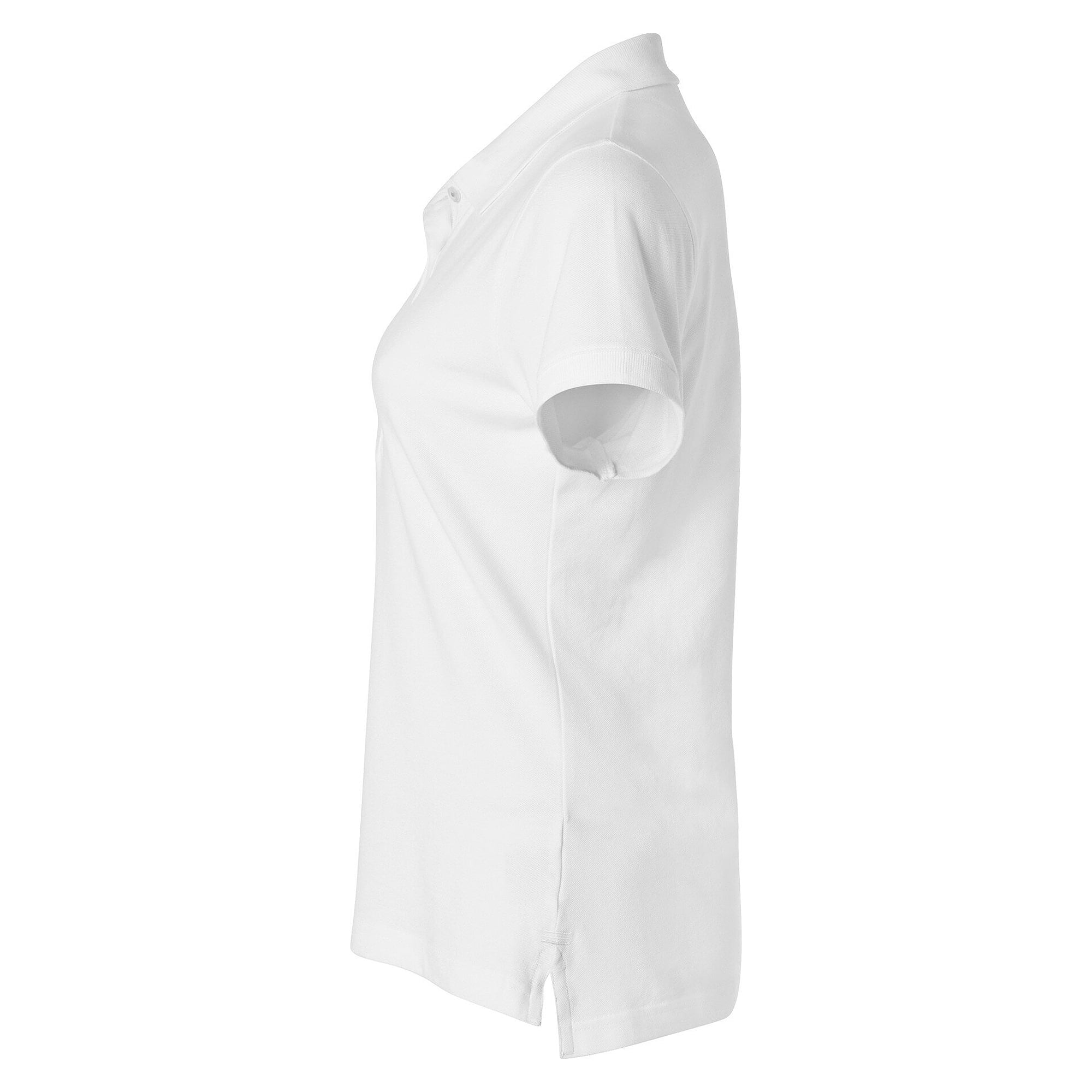 Polo piqué femme Marion avec patte de boutonnage allongée et élasthanne, blanc - South West 1000210101