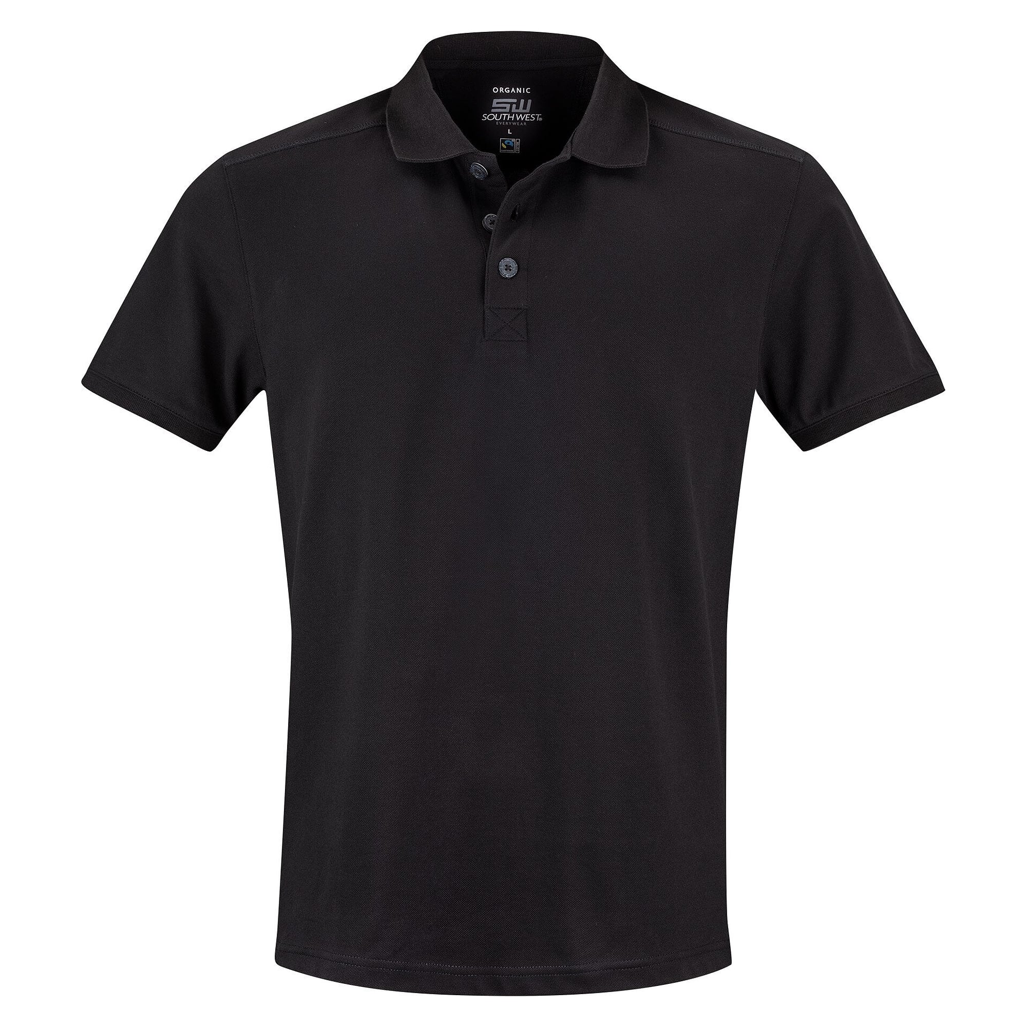 Polo piqué homme Martin en coton bio équitable certifié GOTS, noir - South West 1000211001