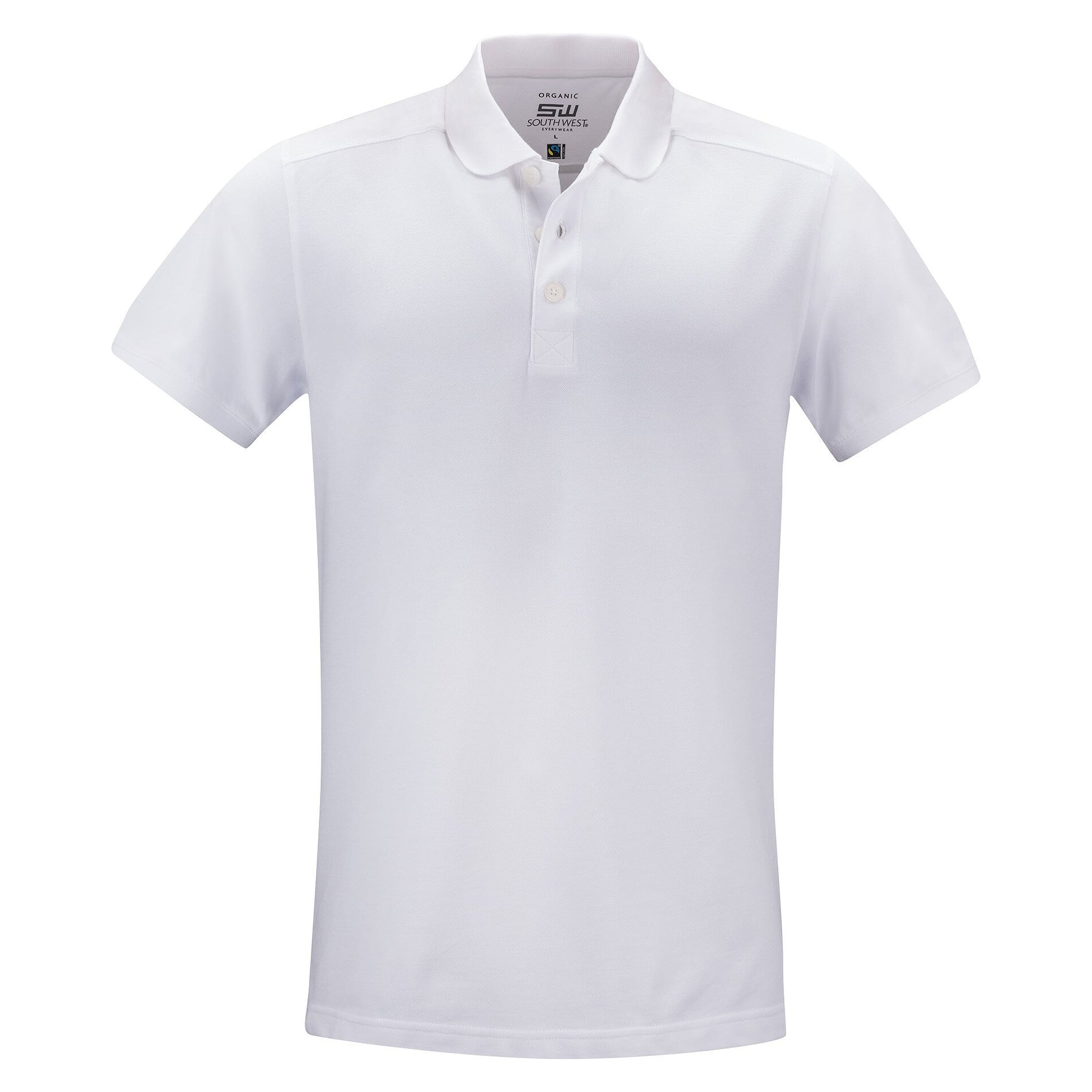 Polo piqué homme Martin en coton bio équitable certifié GOTS, blanc - South West 1000211101