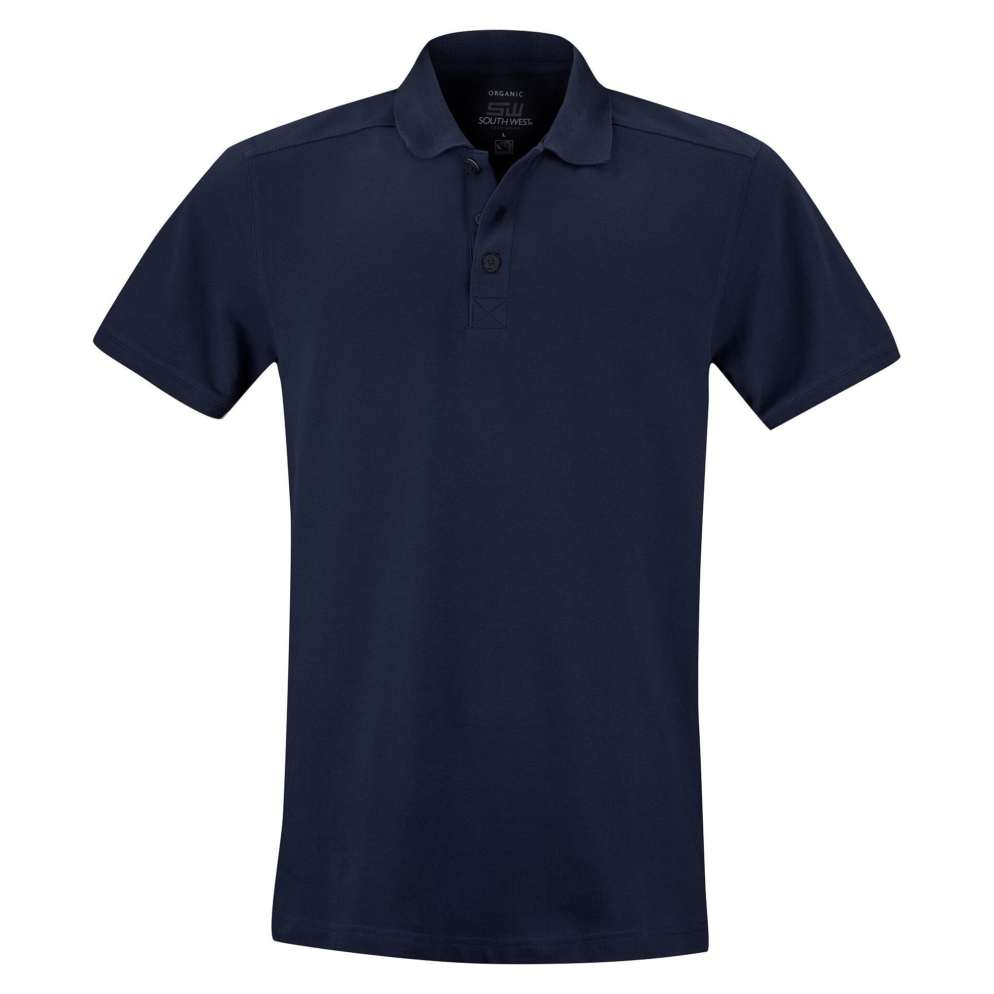 Polo piqué homme Martin en coton bio équitable certifié GOTS, bleu marine - South West 1000211403