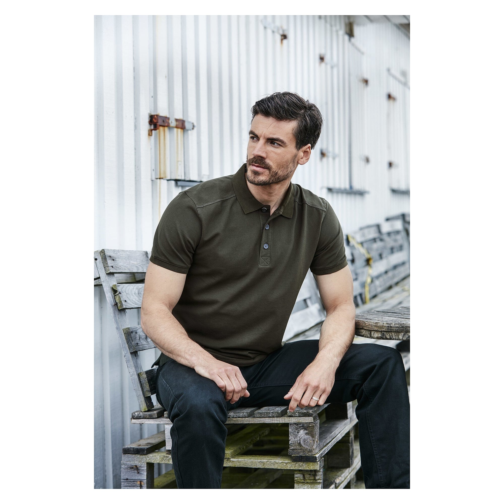 Polo piqué homme Martin en coton bio équitable certifié GOTS, bleu marine - South West 1000211403