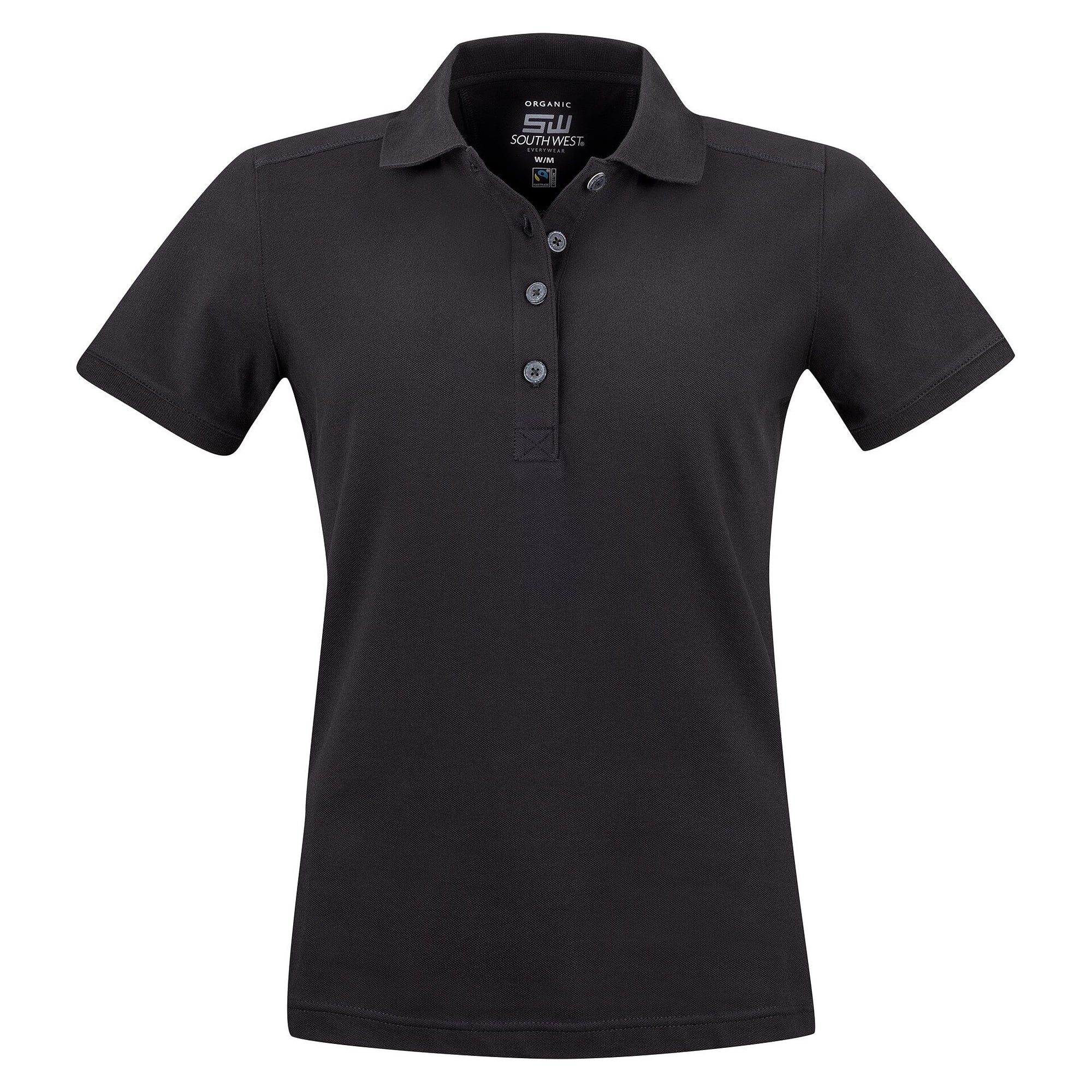 Damen-Piqué-Poloshirt Magda aus GOTS-zertifizierter Bio-Fairtrade-Baumwolle, schwarz - South West 1000212001