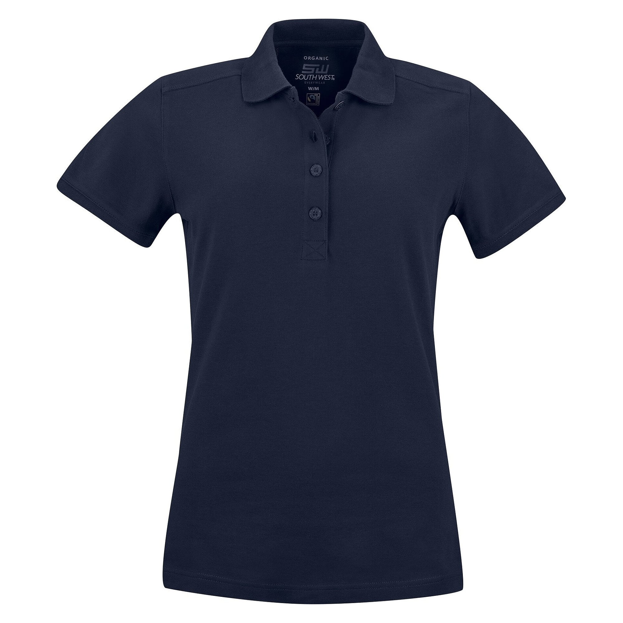 Polo piqué femme Magda en coton bio équitable certifié GOTS, bleu marine - South West 1000212403