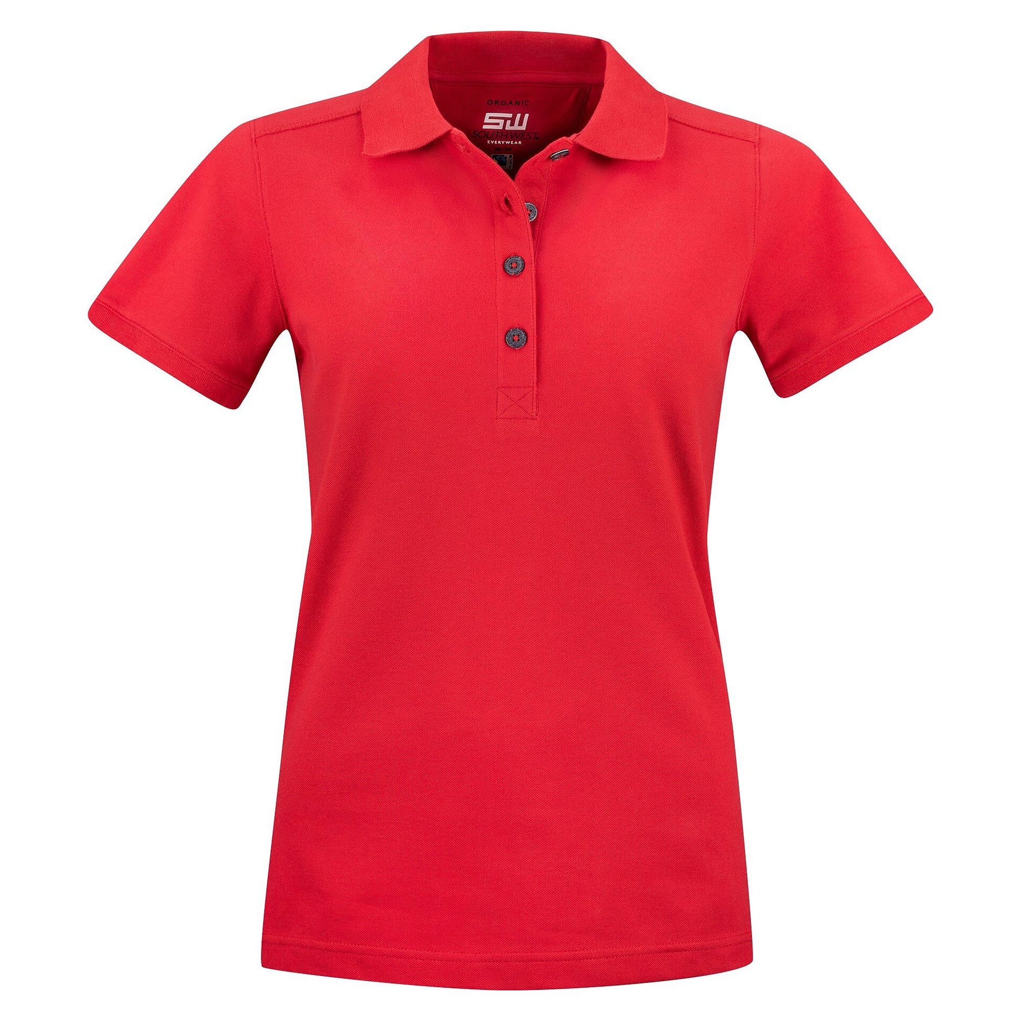 Polo piqué femme Magda en coton bio équitable certifié GOTS, rouge - South West 1000212607