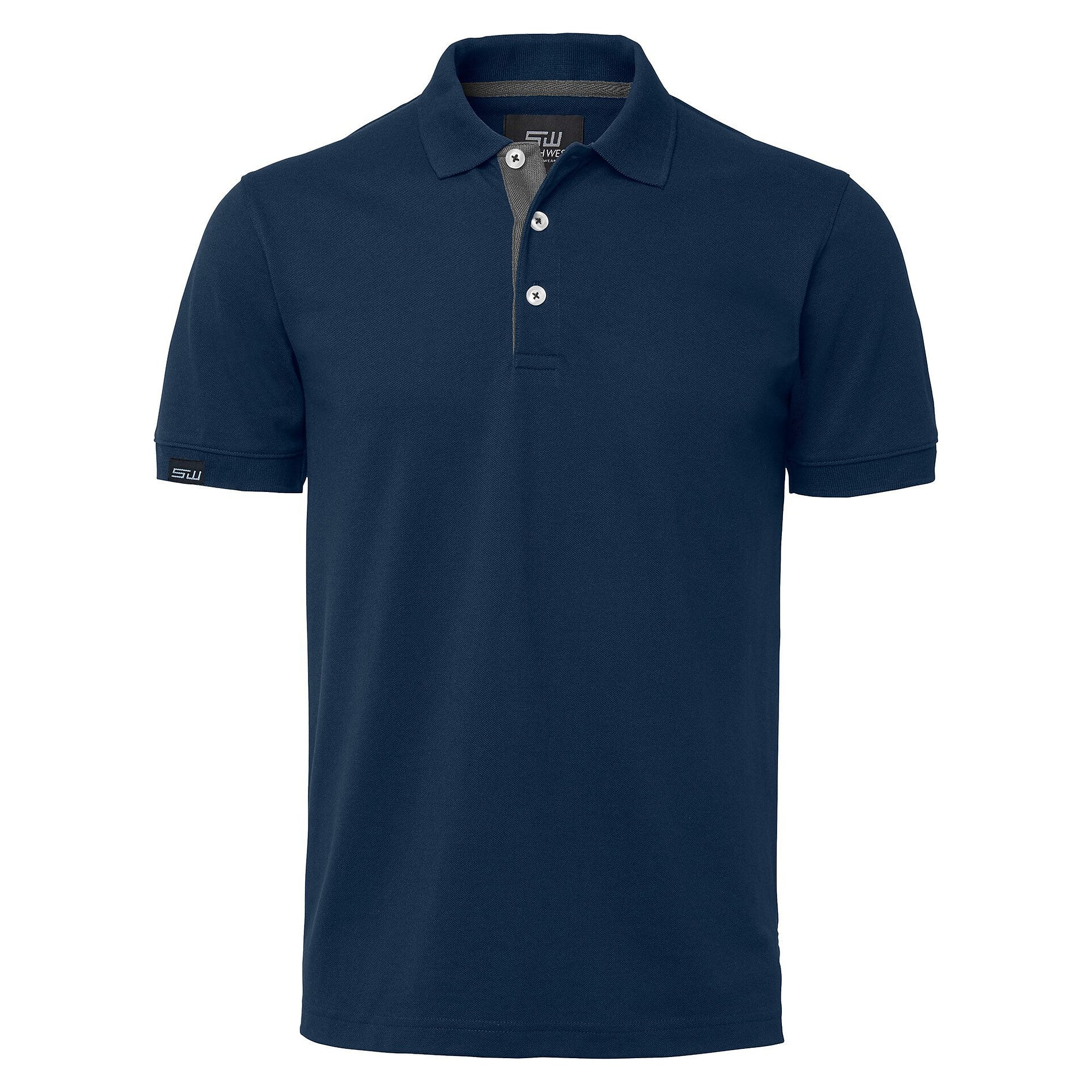 Polo homme Weston à patte contrastée, lavable à 60 °C, bleu marine/gris - South West 1000213954