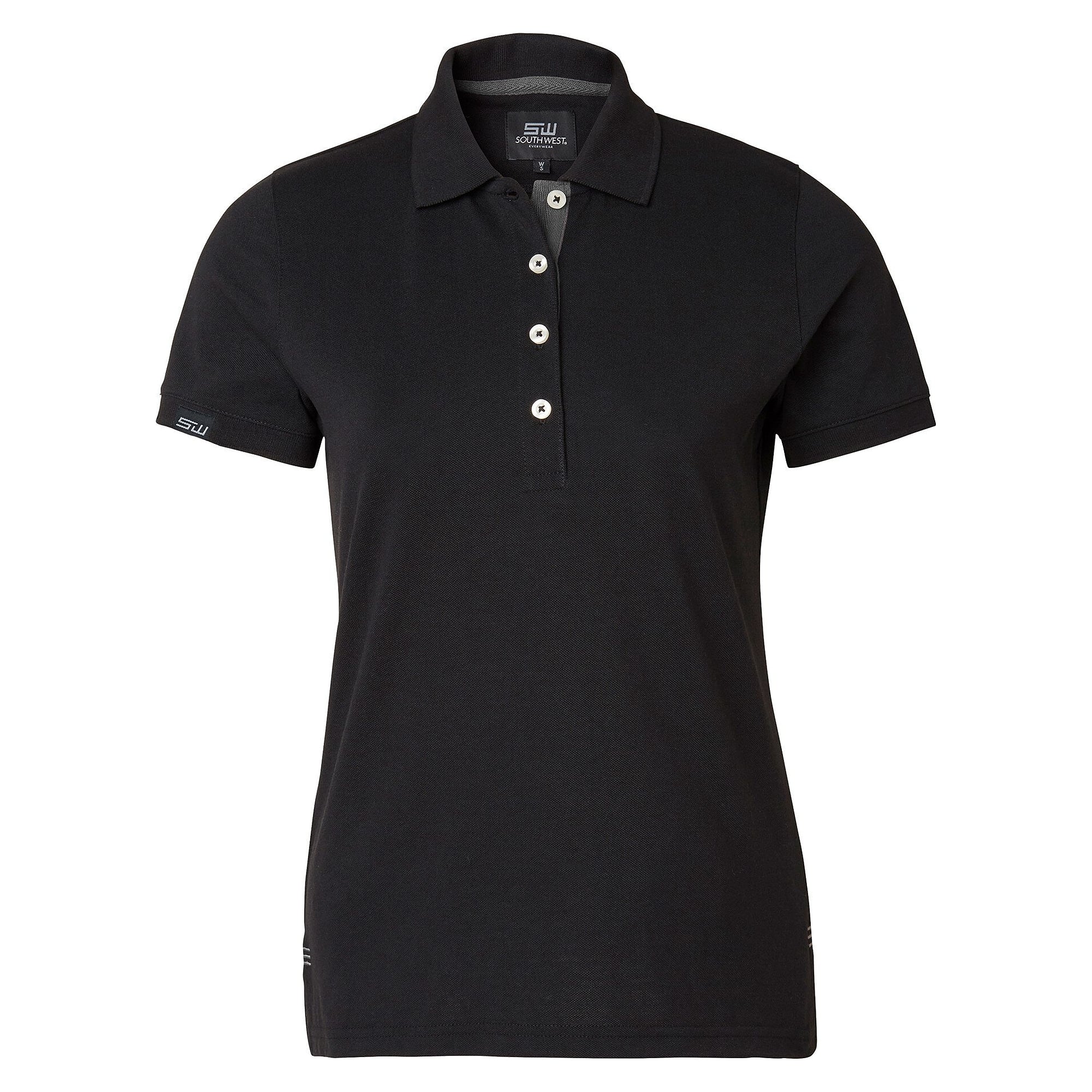 Wera women's polo shirt with contrast placket, washable at 60 °C, black/grey - South West 1000214901