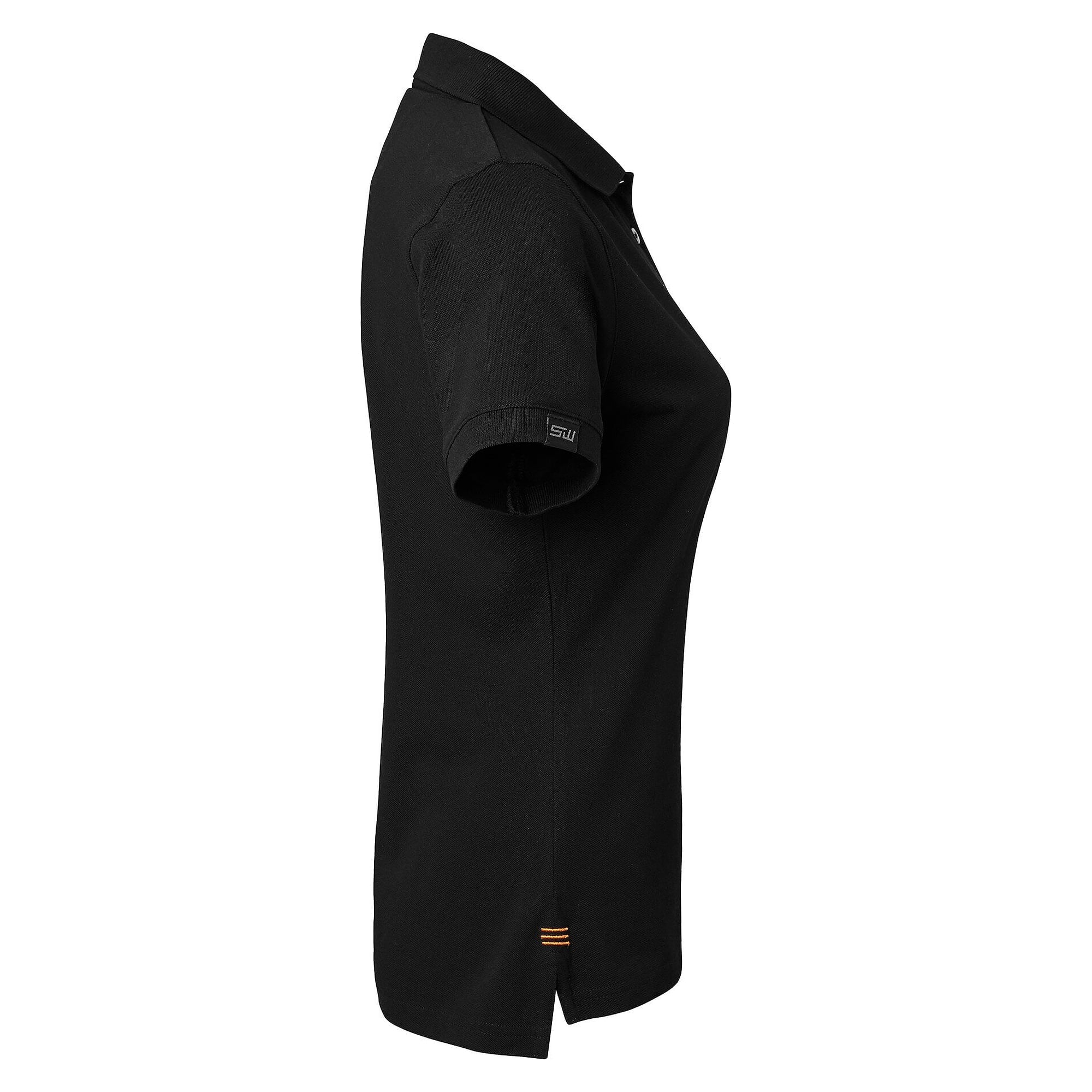 Damen-Poloshirt Wera mit Kontrast-Knopfleiste, 60 °C waschbar, schwarz/orange - South West 1000214916