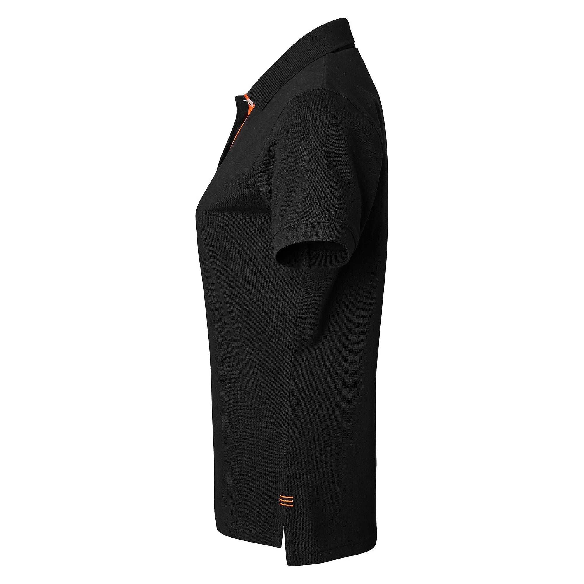 Damen-Poloshirt Wera mit Kontrast-Knopfleiste, 60 °C waschbar, schwarz/orange - South West 1000214916