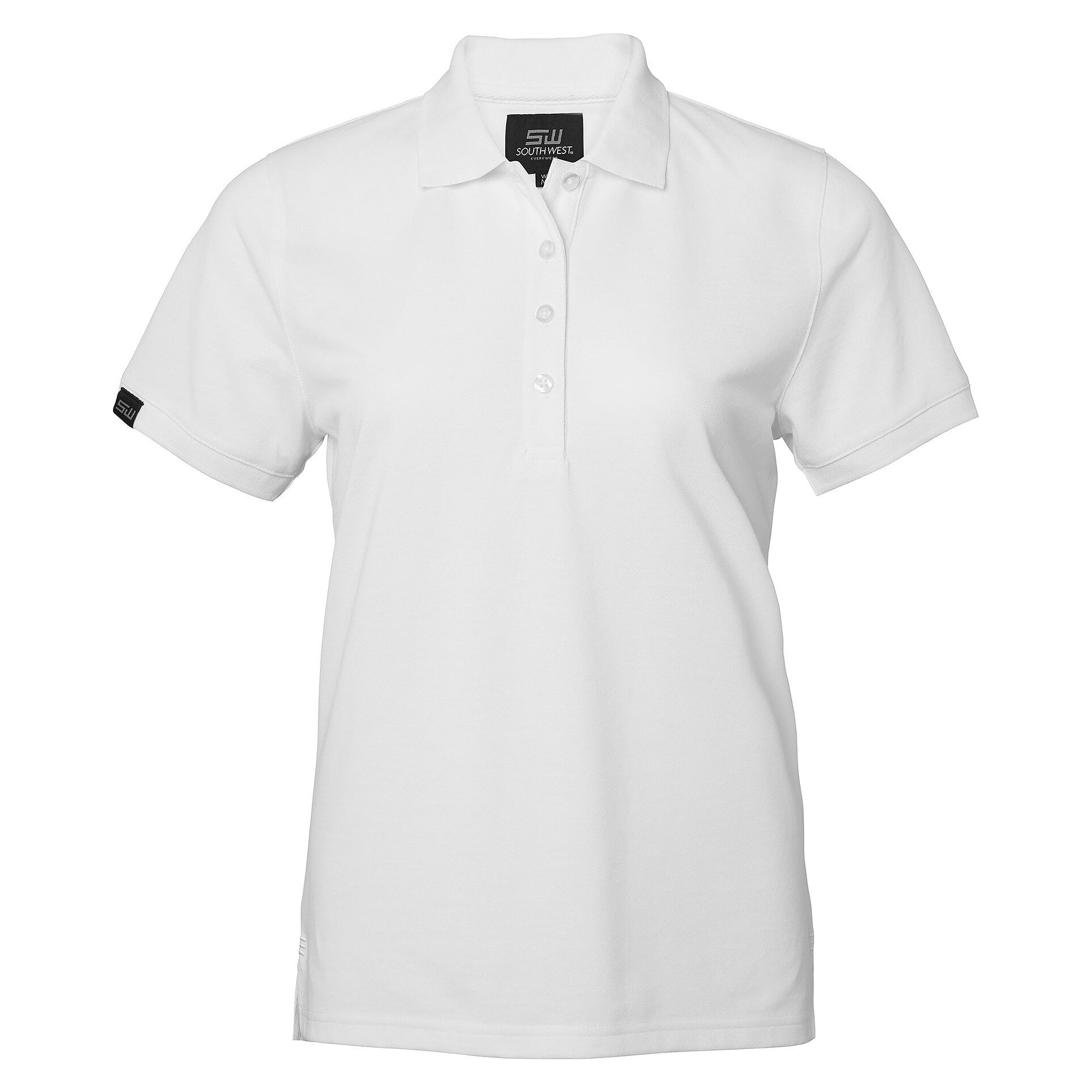 Einfarbiges Damen-Poloshirt Wera solid, 60 °C waschbar, weiß - South West 1000216101