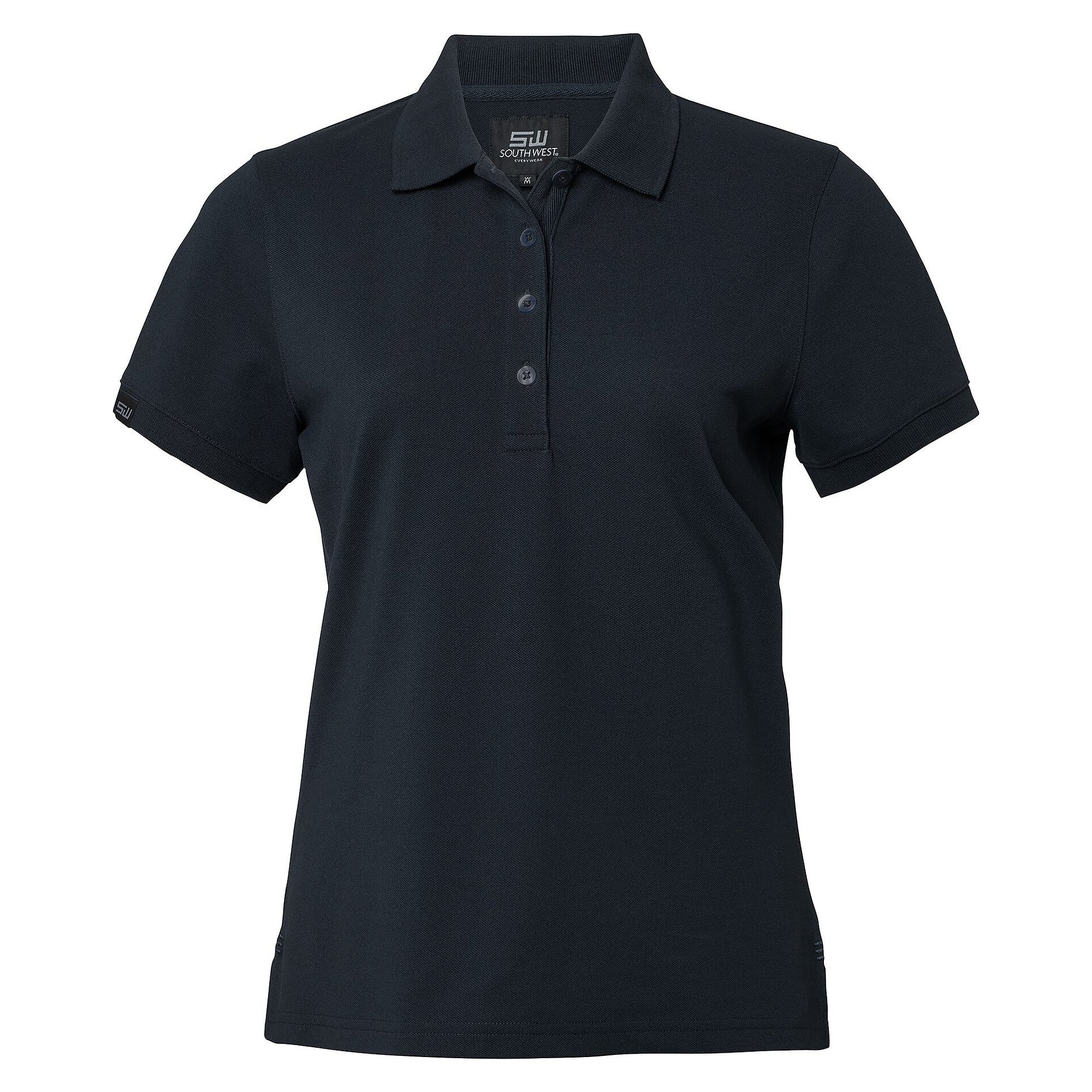 Einfarbiges Damen-Poloshirt Wera solid, 60 °C waschbar, navyblau - South West 1000216403