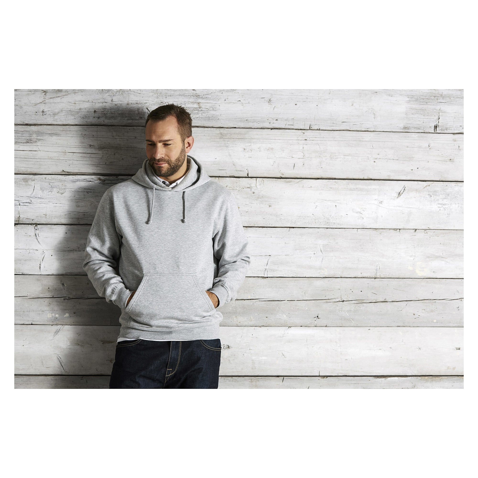 Kapuzensweatshirt Taber mit Kängurutasche und Flatlock-Nähten, unisex, grau meliert - South West 1000219041