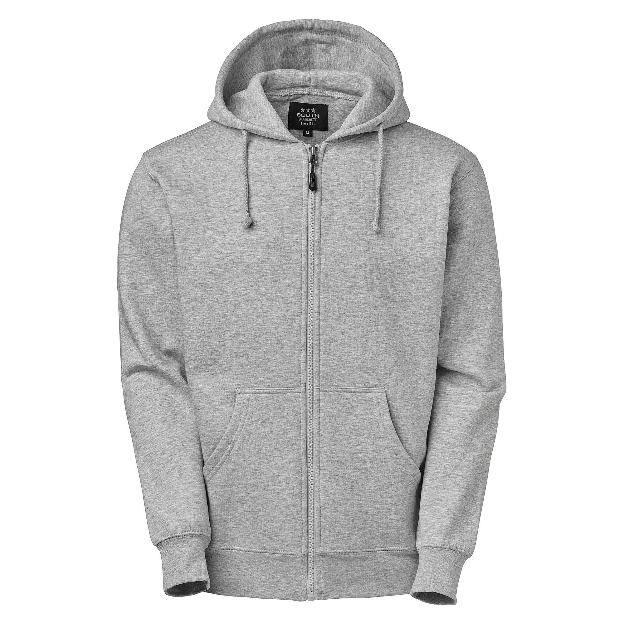 Kapuzen-Sweatjacke Parry mit Full-Zip und doppelter Stoffkapuze, Herren, grau meliert - South West 1000221041