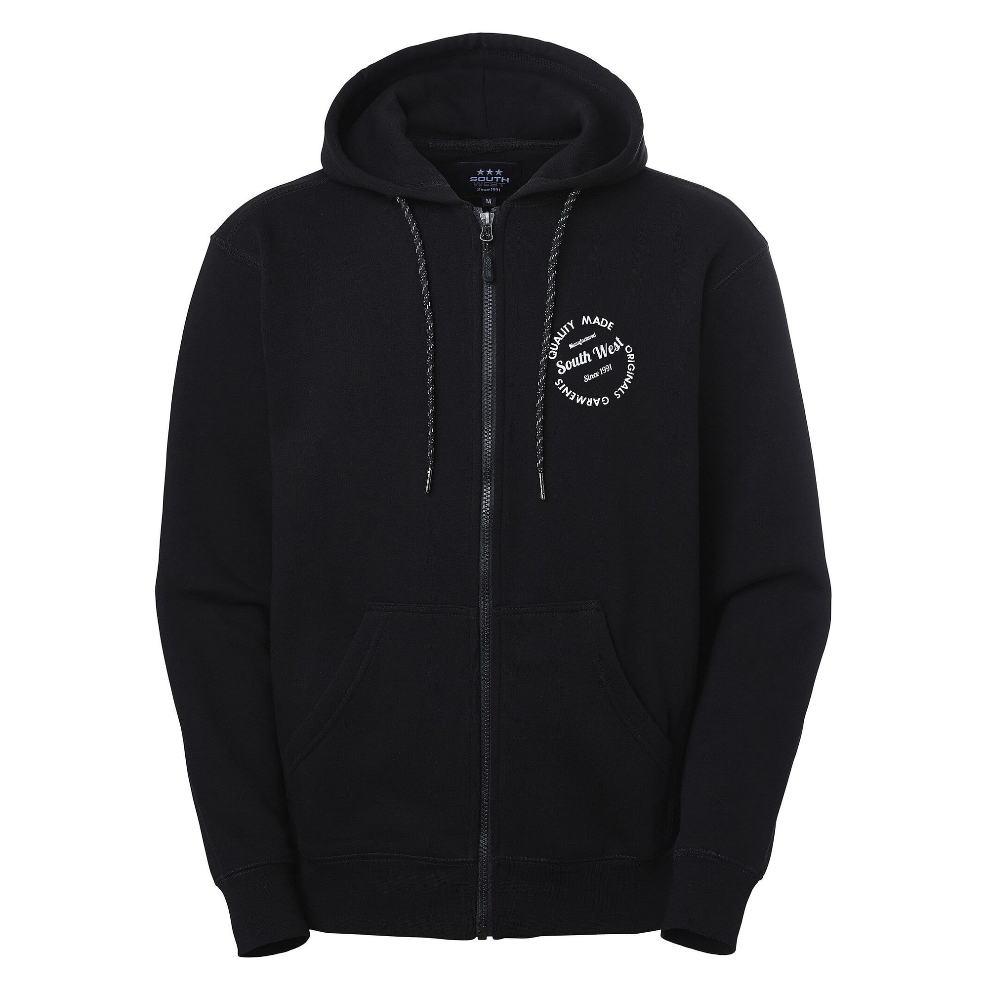 Hooded full-zip sweat jacket Parry with double fabric hood, men, grey melange - South West 1000221041